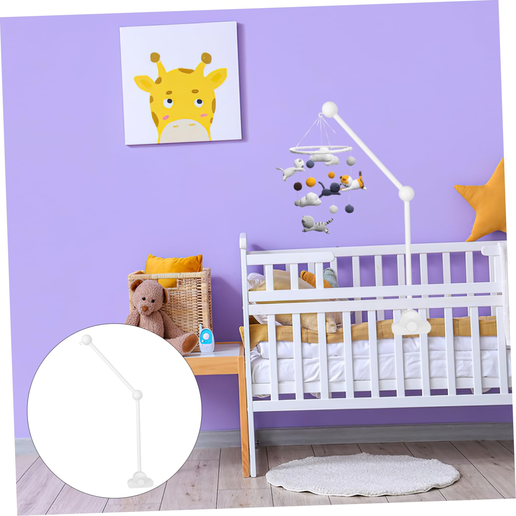 Abaodam Support Mobile pour Berceau Enfant en Bois et Alliage D'aluminium