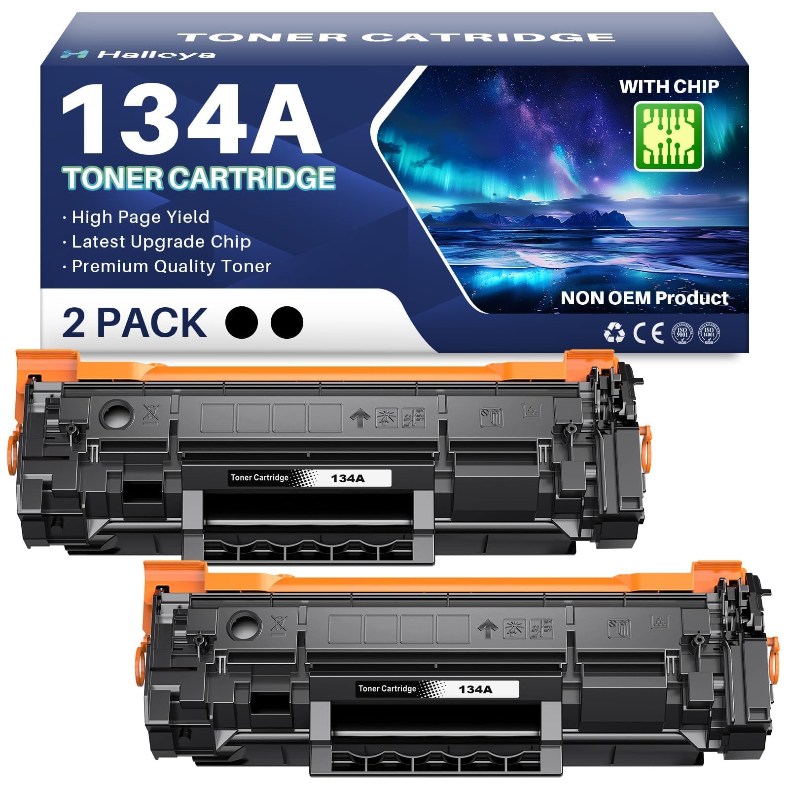 Photo 1 of 134A Black Toner Cartridges (with Chip) Replacement Compatible for HP 134A 134X W1340A W1340X Toner Cartridges Work with LaserJet 209dw MFP M234dw M234sdw M234sdn Printer (2 Black)