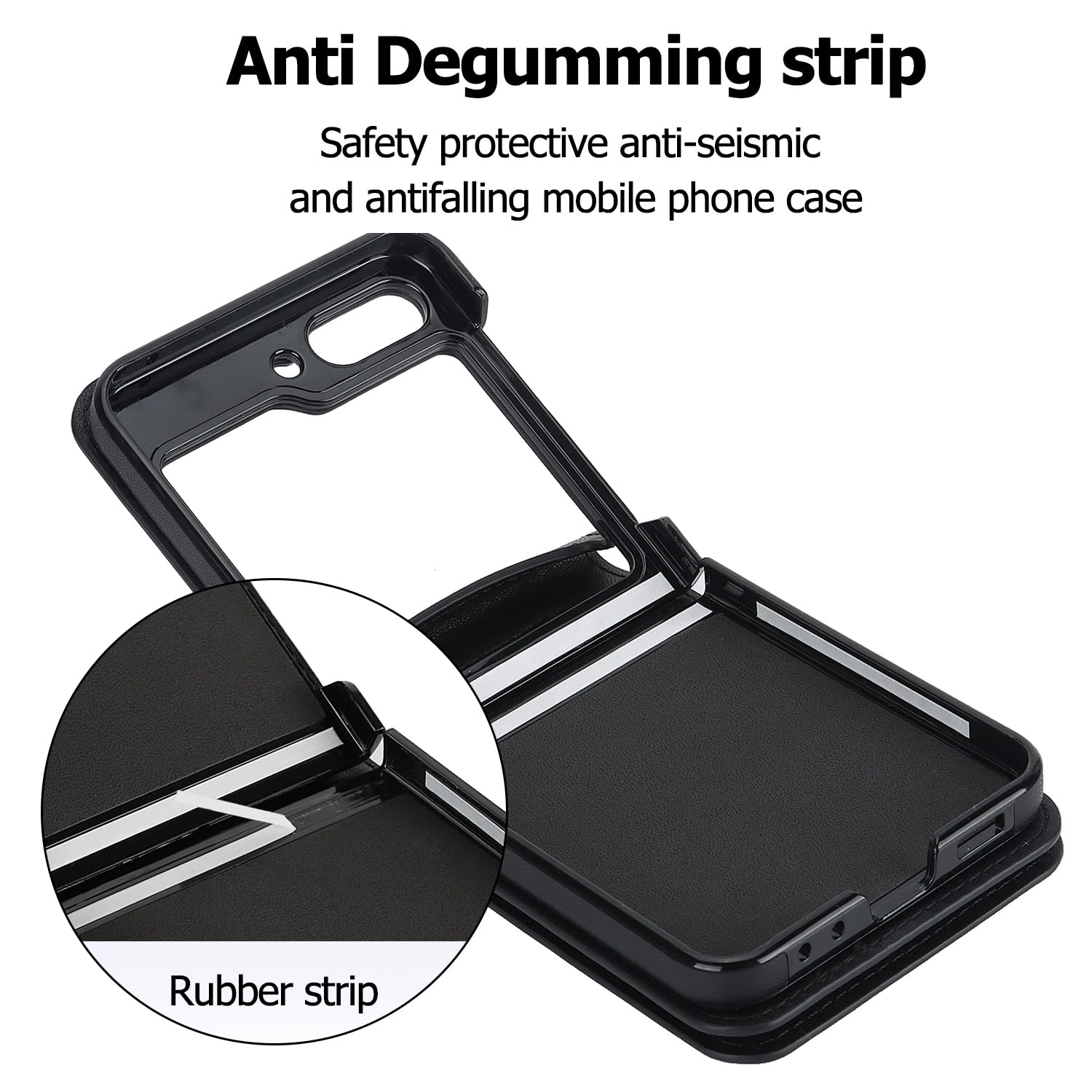 Compatibile con Samsung Galaxy Z Flip 6 Stand, elegante custodia protettiva in pelle, portafoglio con chiusura lampo, scomparto per carte di credito, scomparto per banconote, custodia con