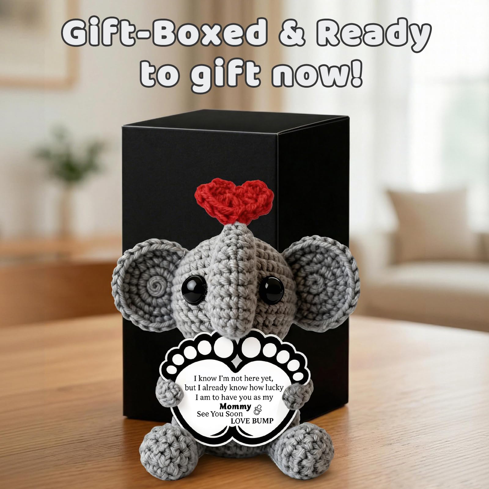 New Mom Gifts First Time Mom to Be Pregnant Expecting Mommy Birthday Gifts for Handmade Cozy Crochet Elephant Best Cute Present Boy Girl Moms Mama from Husband Baby Shower Essentials