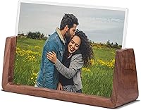 Komimaci 4x6 Rustic Wooden Photo Frame - Solid Walnut Base, Shatterproof Acrylic Cover, Horizontal Tabletop Display for Family Memories