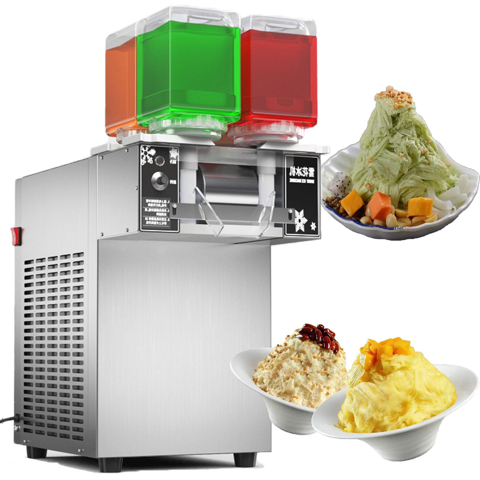 PtaTritious Commercial Snowflake Ice Maker Machine,750W/1200W Tabletop Electric Snow Cone Maker, Air Cooling Speed Adjustable Ice Crusher, Snow Ice Maker 1200W