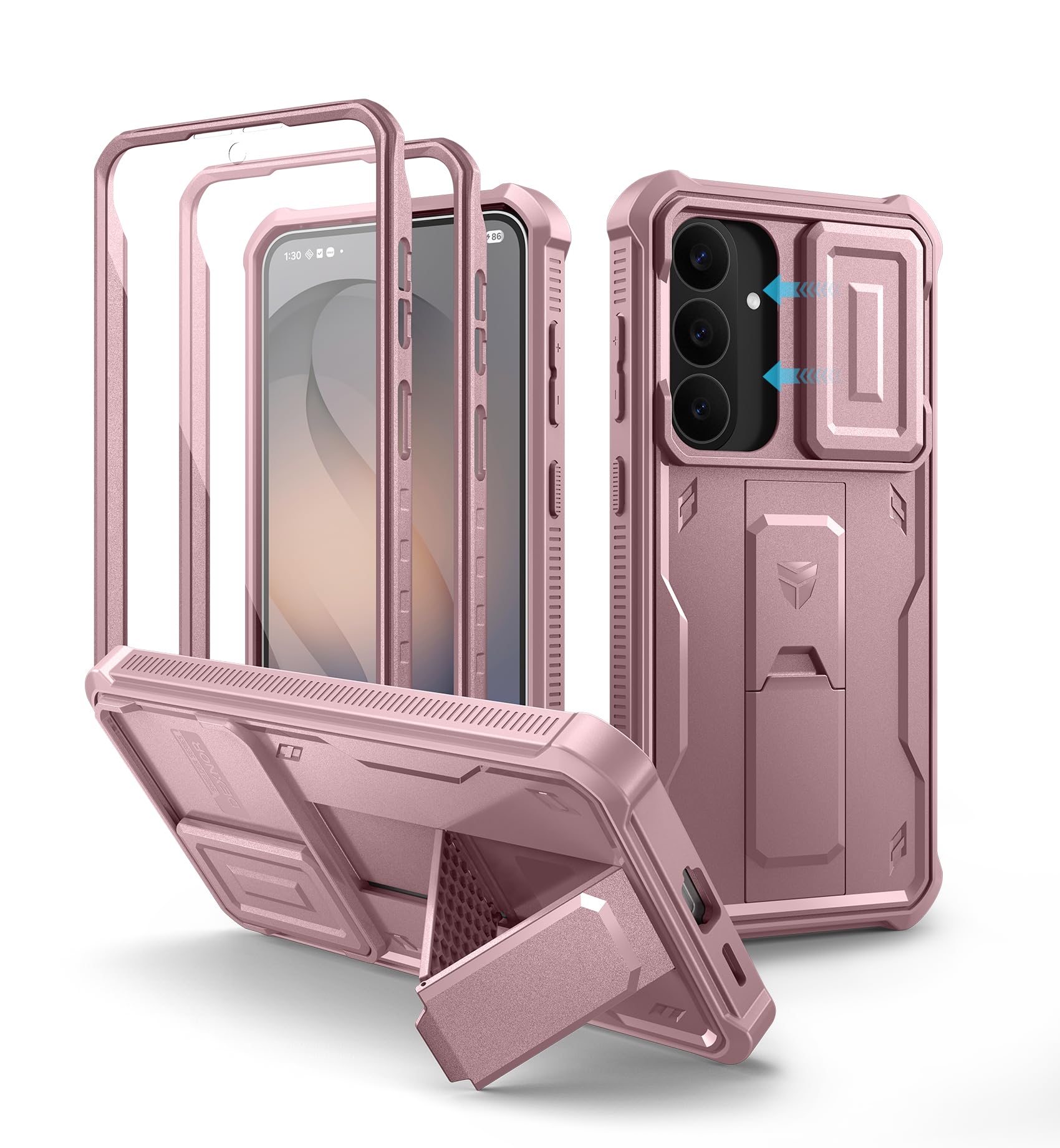 Dexnor for Samsung Galaxy S26 FE Case with Kickstand,Peony Pink