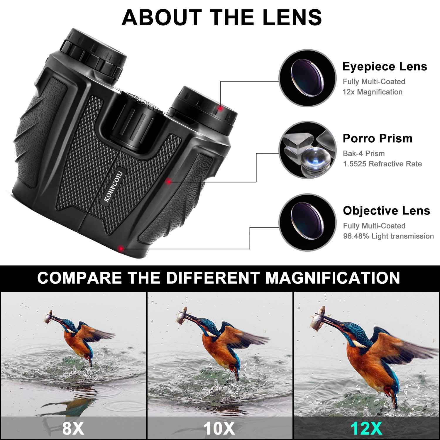 Kylietech Compact Binoculars 12x25, Light Binoculars For Adults
