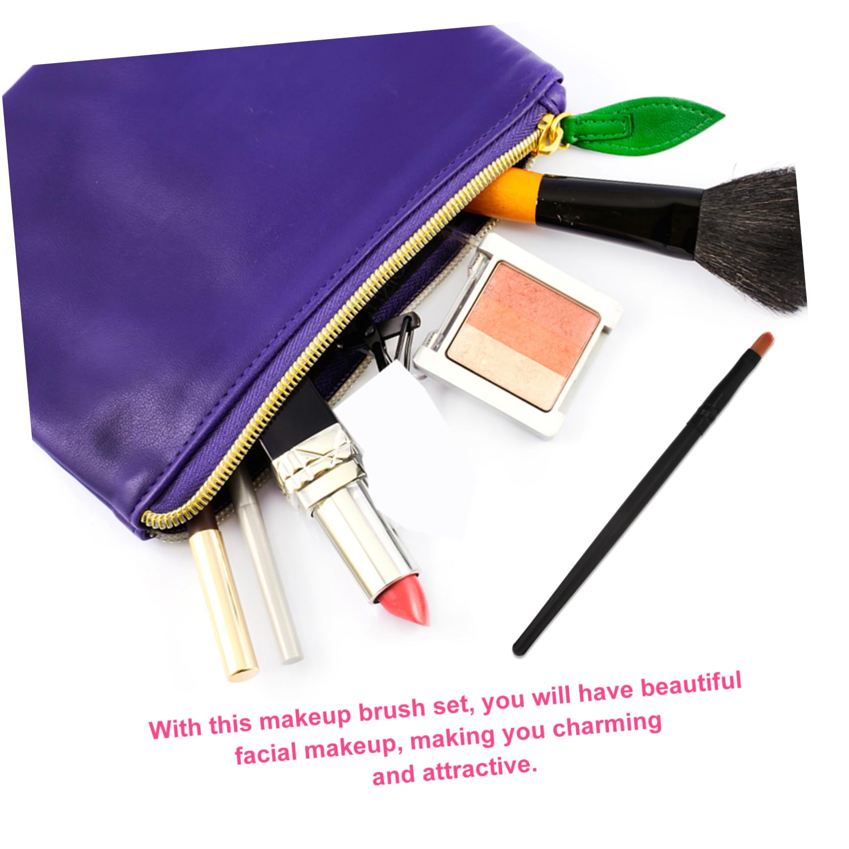 Housoutil Makeup Brush Set 10pcs Eye Shadow Beauty Tools Soft Fiber Tips Makeup Set