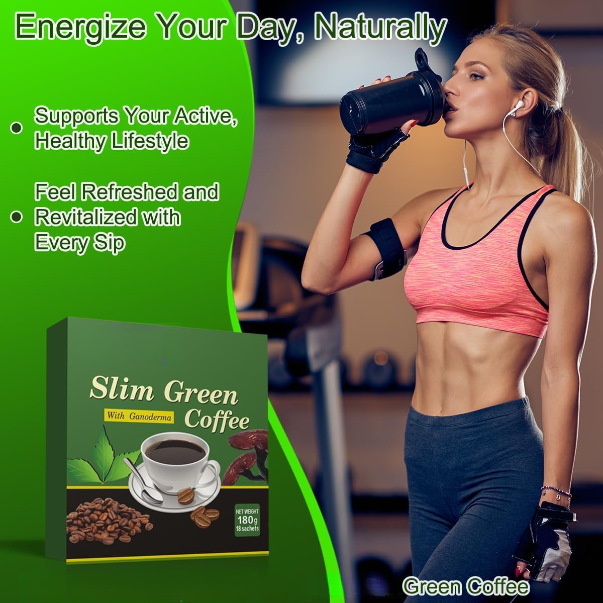 Poudre d'extrait de grain de café vert pour un corps plus énergique et plus résistant, café instantané sans OGM et sans gluten