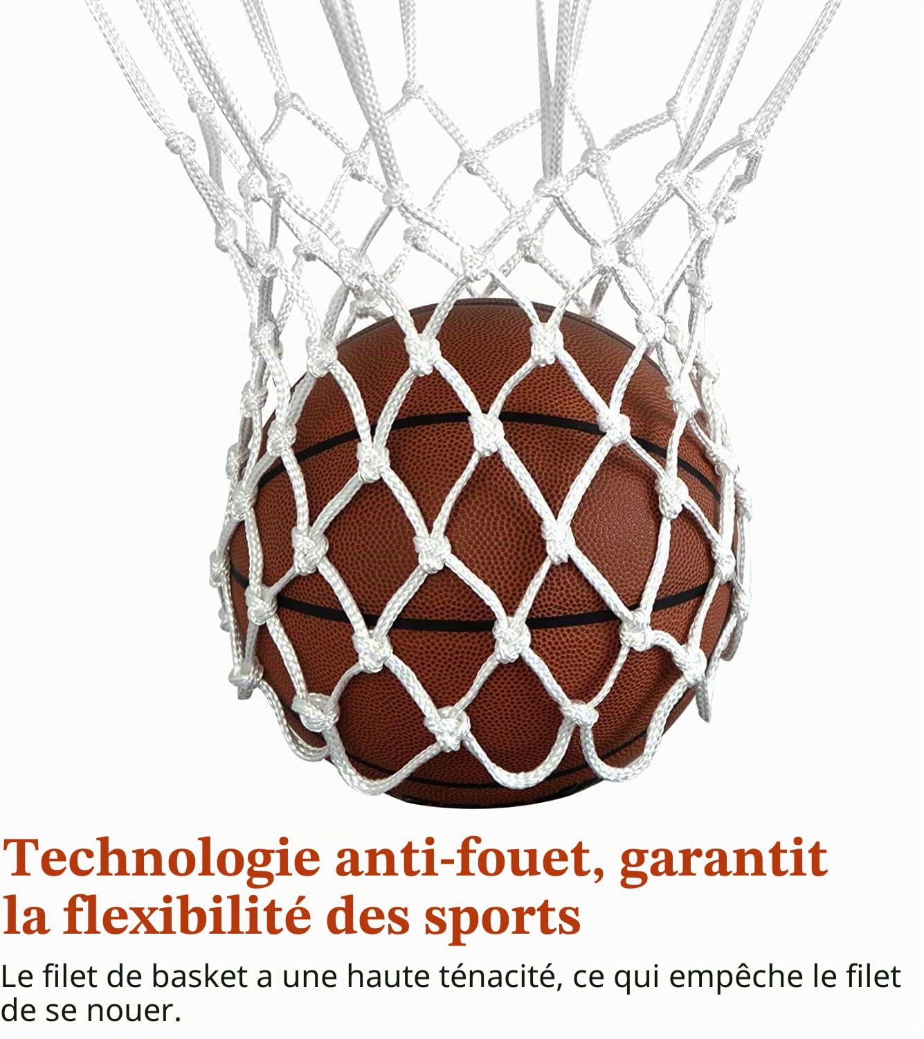 Lot de 2 filets de basket-ball de rechange robustes s'adaptent au panier de basket-ball standard à 12 boucles pour équipement de gym intérieur et extérieur (blanc)
