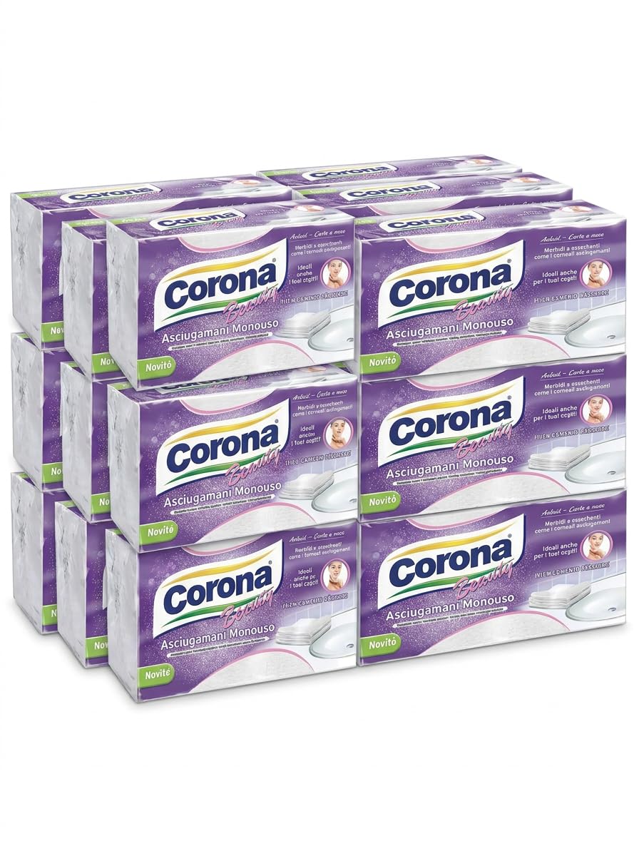 Mini Asciugamani Monouso Corona Beauty, 67x34 cm, Set Multiplo, per Uso Estetico e Personale, 50 Pezzi per Confezione (Set da 12 Confezioni (600 Asciugamani))