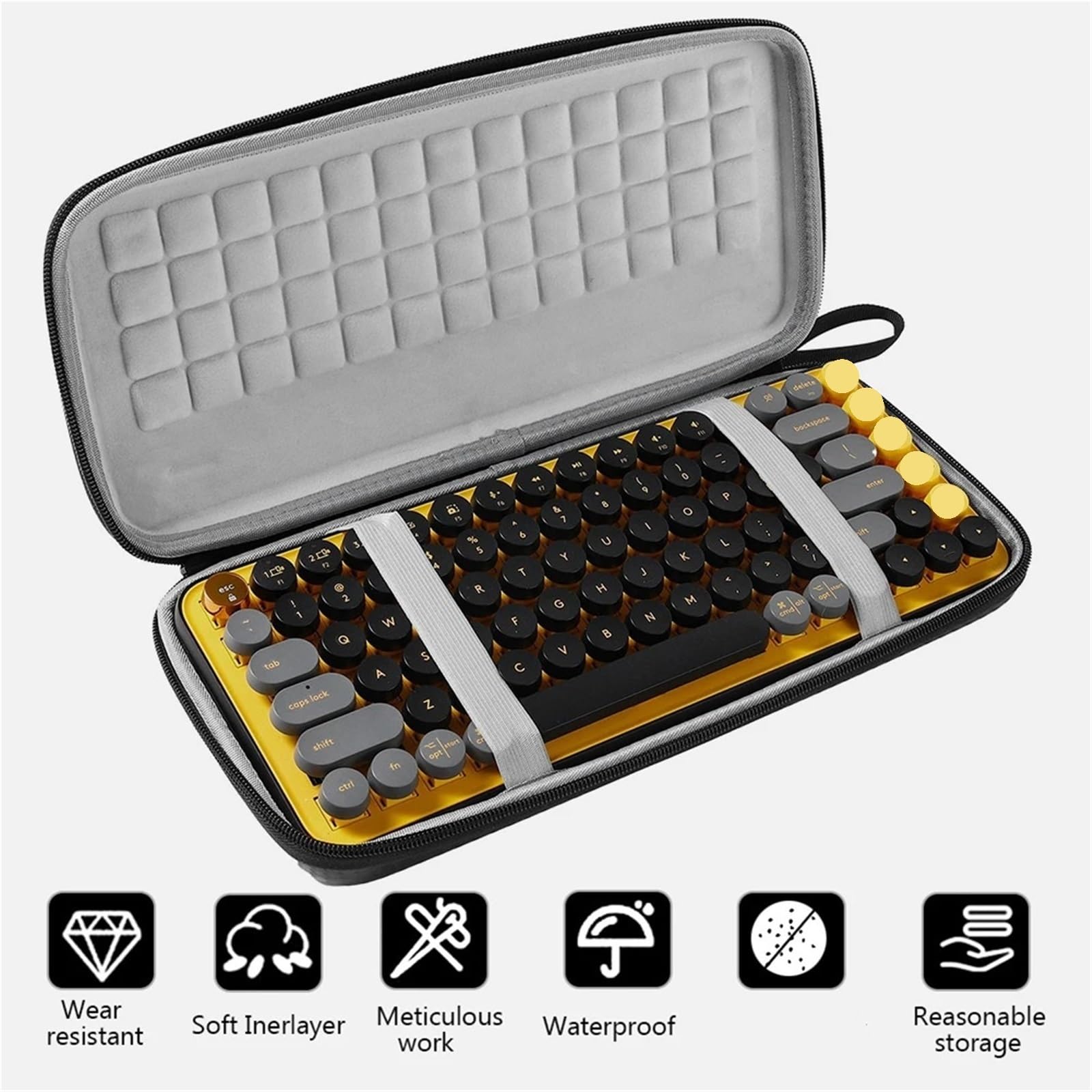 Estuche para Teclado Estuche rígido para Teclado de EVA para Teclado inalámbrico Bolsa de Almacenamiento Protección Impermeable Estuche de Transporte a Prueba de Polvo para Teclado (Negro)