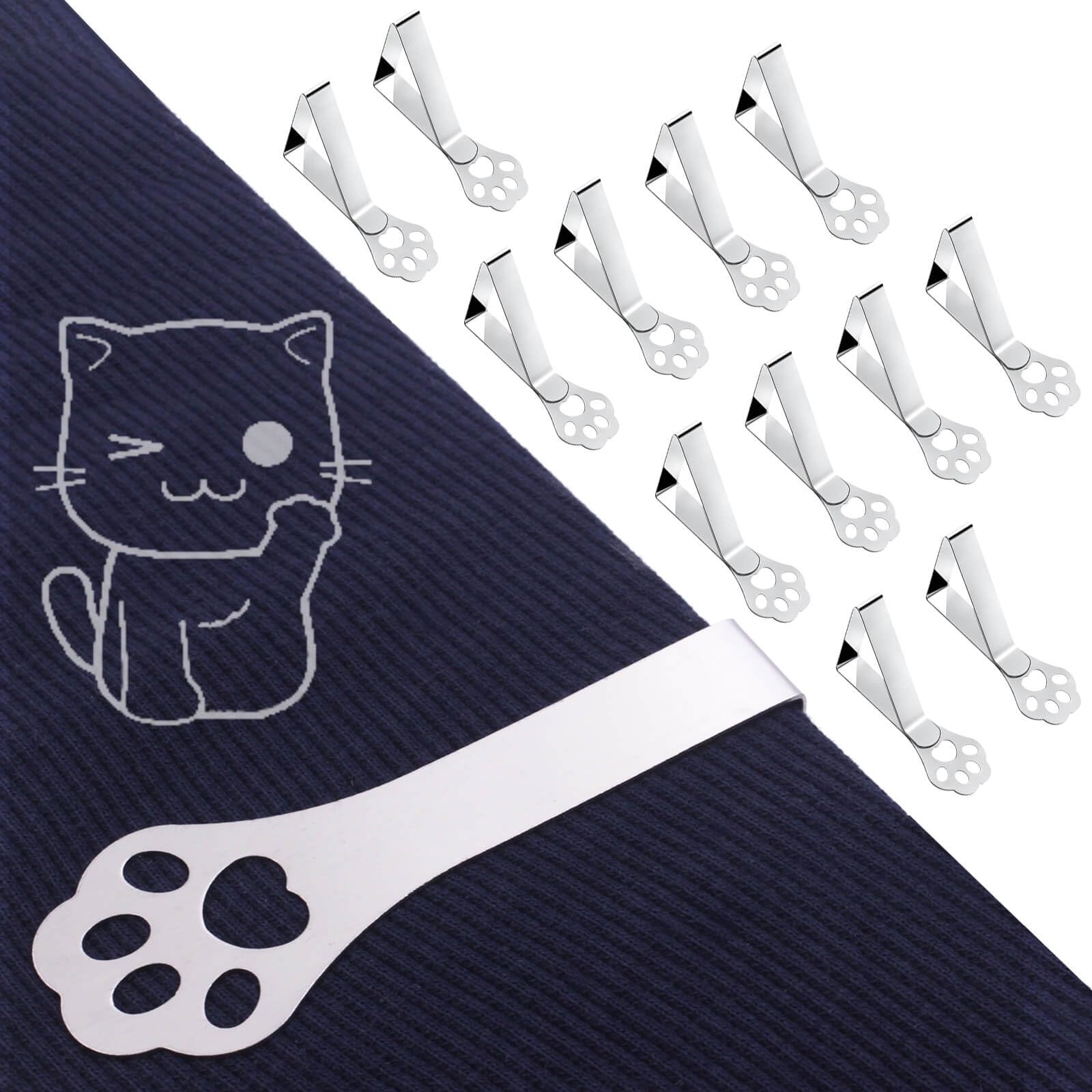 CUNGLIN Tablecloth Clips for Outdoor Thick Tables 10 Pack, Claw Picnic Table Cloth Holder Clip Indoor, Heavy Duty Stainless Steel Cover Clamp for Party Wedding Home Restaurant Camping Accessories