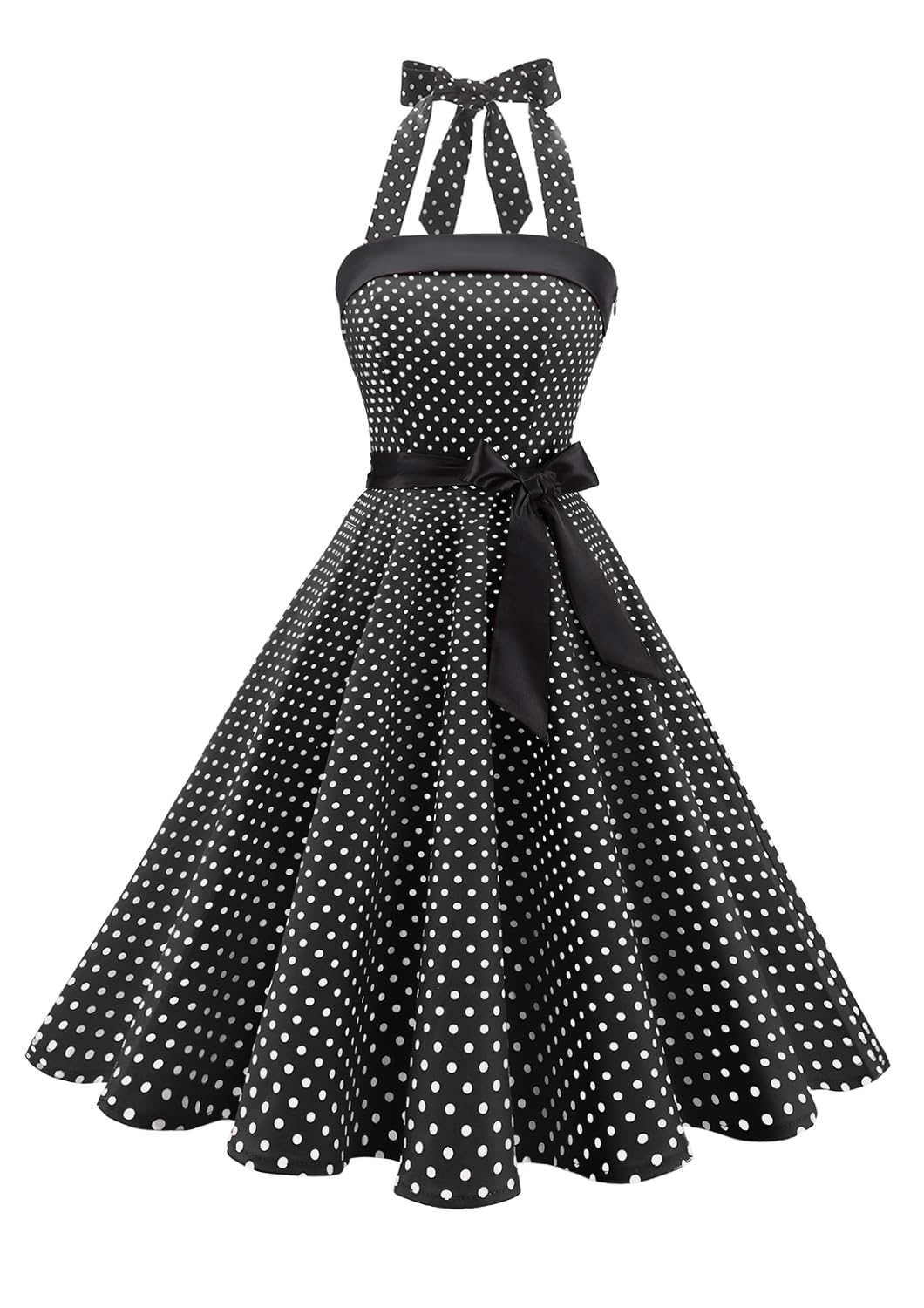 Timormode Abito Vintage Donne Vestito Cocktail 1950 Gonna retrò Estiva Rockabilly Allacciatura al Collo di Polka Dots Molti Colori