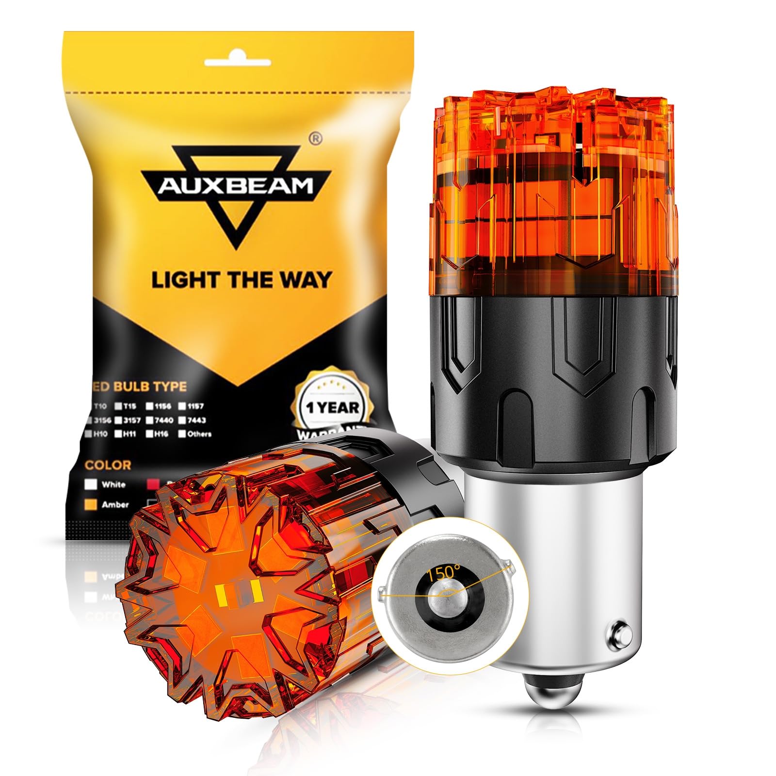 Auxbeam 2026 B2 Series BAU15S LED Bulbs Amber Turn Signal Blinker Light