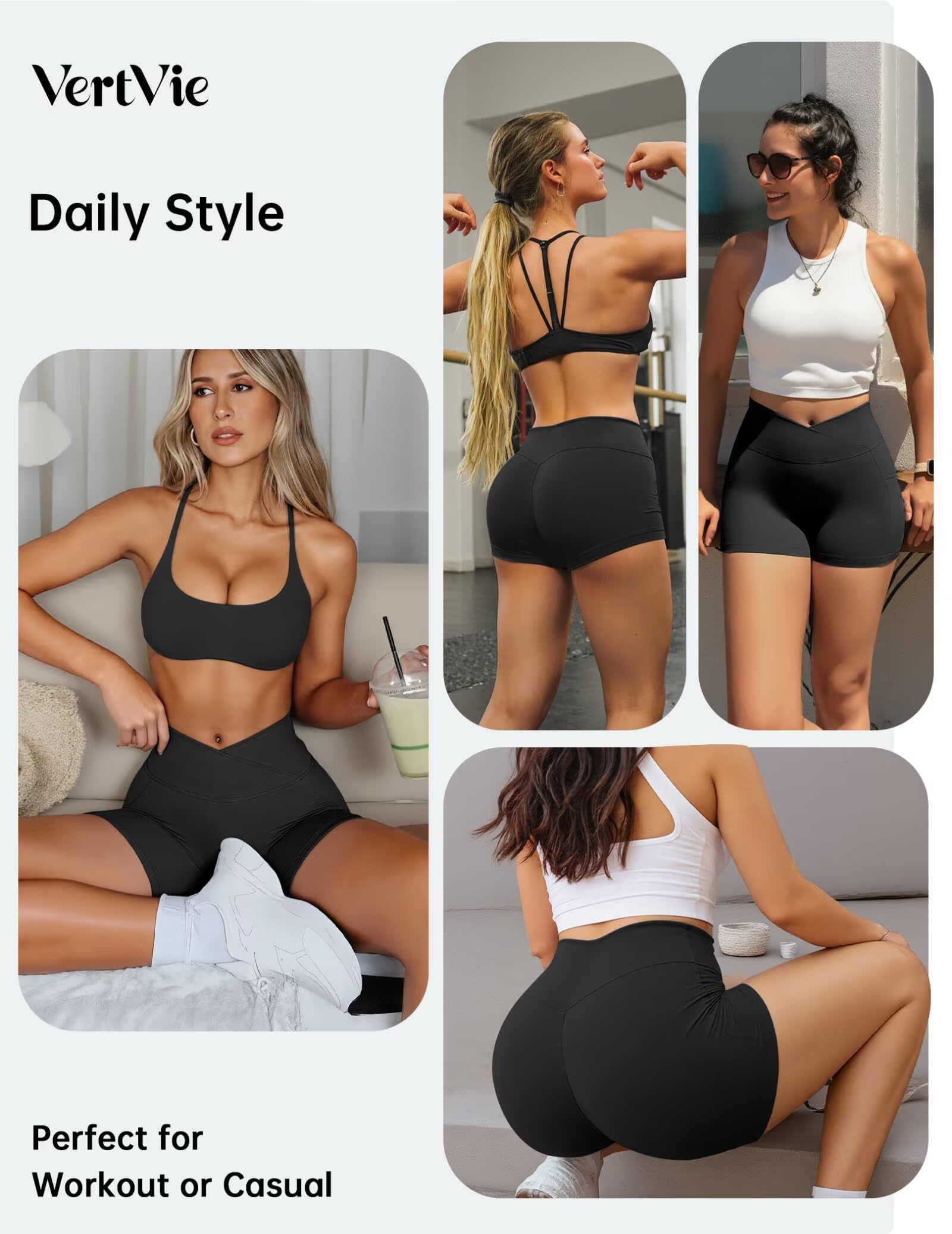 Vertvie Pantalones Leggings Cortos Deportivos para Mujer Pantalones Cortos Cintura Alta con Bolsillos Pantalones Cortos para Fitness Yoga Correr Secado Rápido