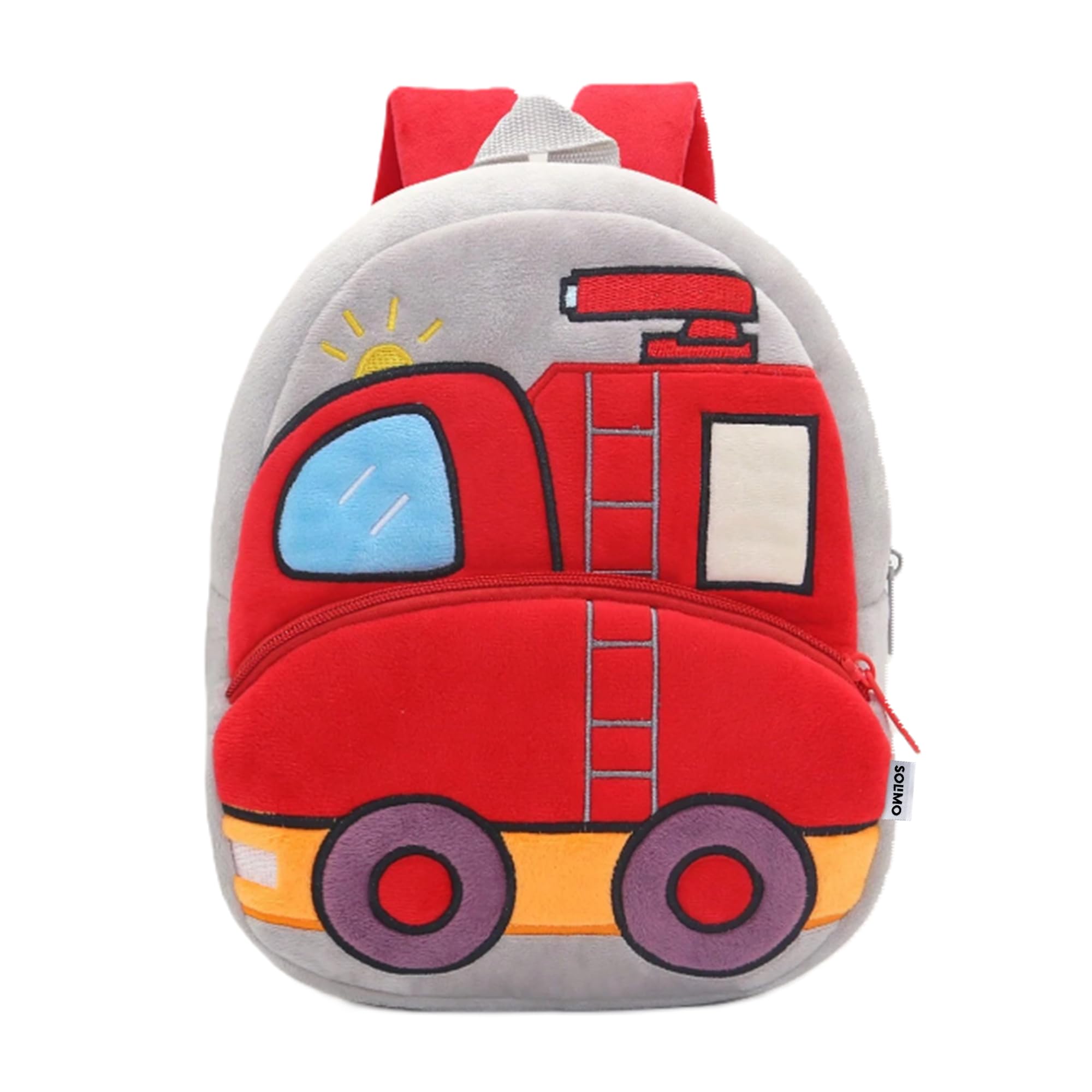 amazon brand - solimo Velvet Toddler Backpack For Girls And Boys 2-6, Preschool Kindergarten Backpack, Cute Kids Backpacks, Red Fire Bus Backpacks For Kids (10L_Multi Colour)-picture-40