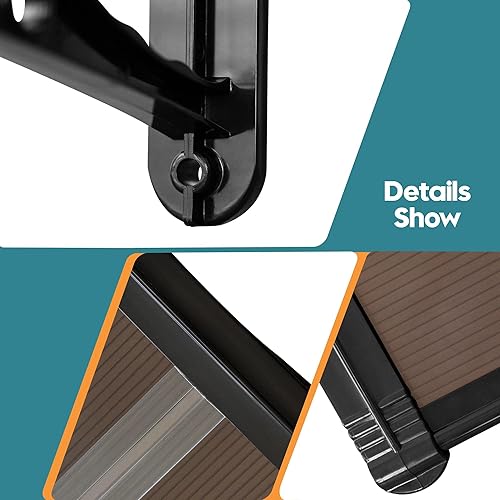 Miniatura 10 de MCombo 39.8" x 37.8" Toldo de ventana de policarbonato para exterior, lámina hueca para puerta de patio, 6055-4040 (Tablero marrón con soporte negro)