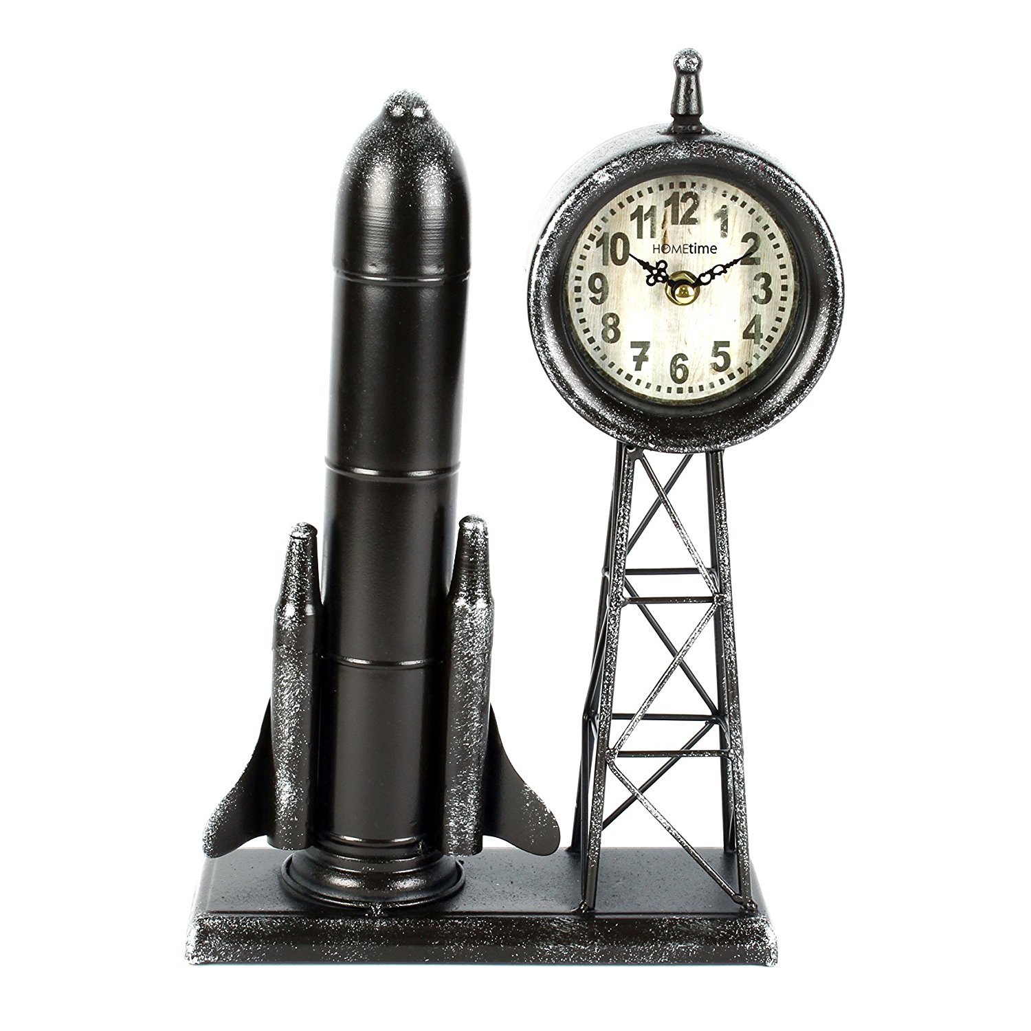 Hometime Space Shuttle Mantel Desk Clock In Metal Case With Stand