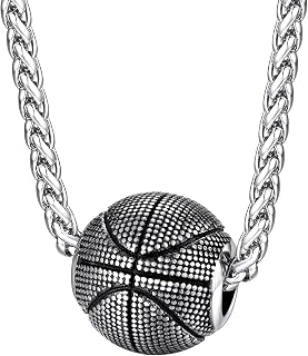 Sports Necklace for Men Women, Stainless Steel Gold Plated 3D Football/Soccer/Basketball/Volleyball Pendant Jewelry with Delicate Gift Packaging