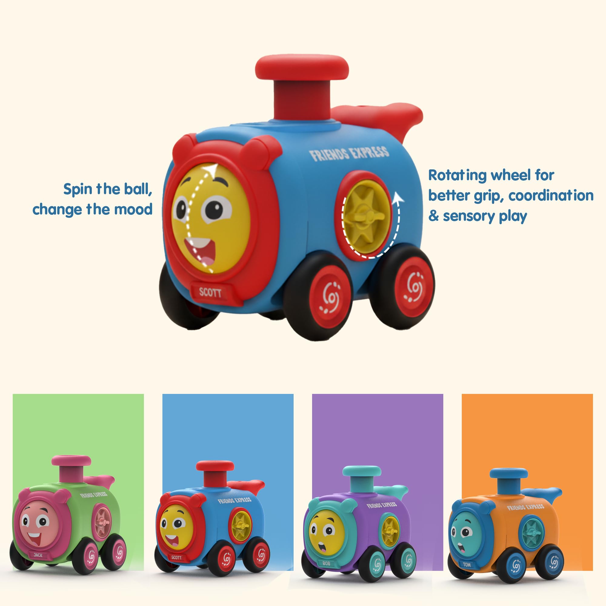 Innovitoy Friends Express Push and Go Train Toy for Kids with Colorful Cartoon Design, Action Toy with Whistle, Best Gift for Kids, 3+ Years 2