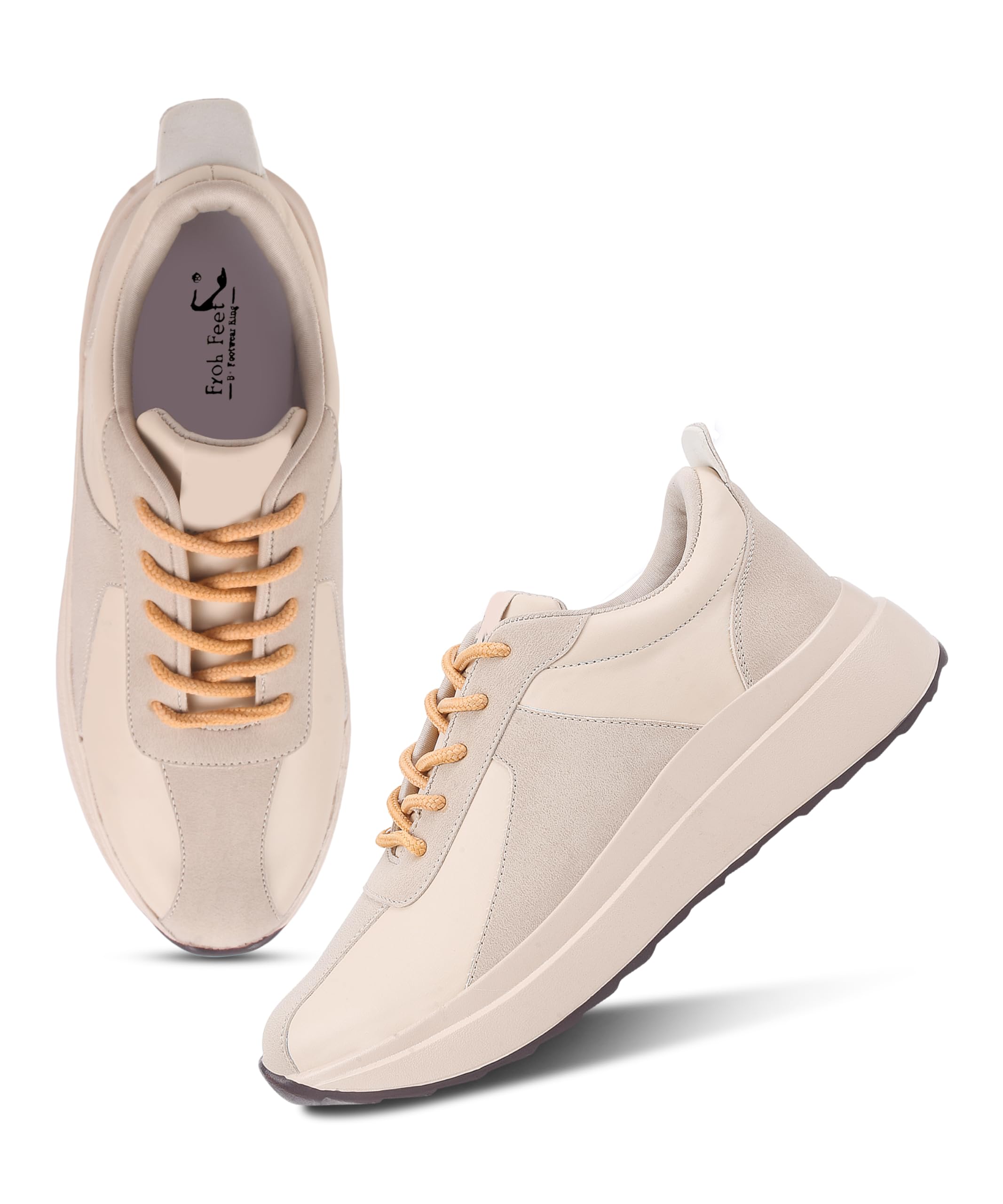 FROH FEET Women’s Casual Shoes Trendy Colorblock Lace-Up Sneakers | Comfortable 1.5-Inch Heel with Cushion Support-image-13