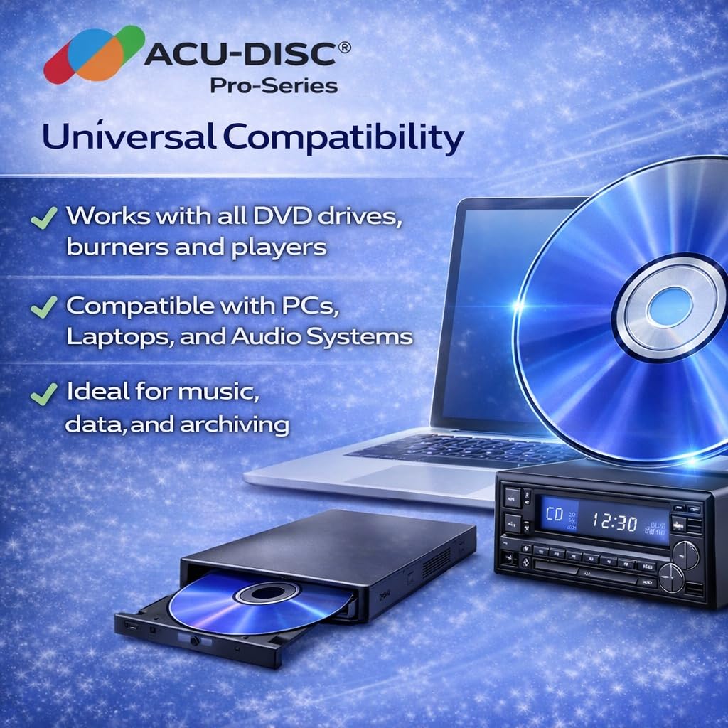Pro-Series DVD-R 4,7 Go Vitesse 16x 120 minutes Disques vierges AZO Dye Protection UV Hard Coat Surface anti-rayures – Parfait pour photos et vidéos – Compatible avec n'importe quel lecteur