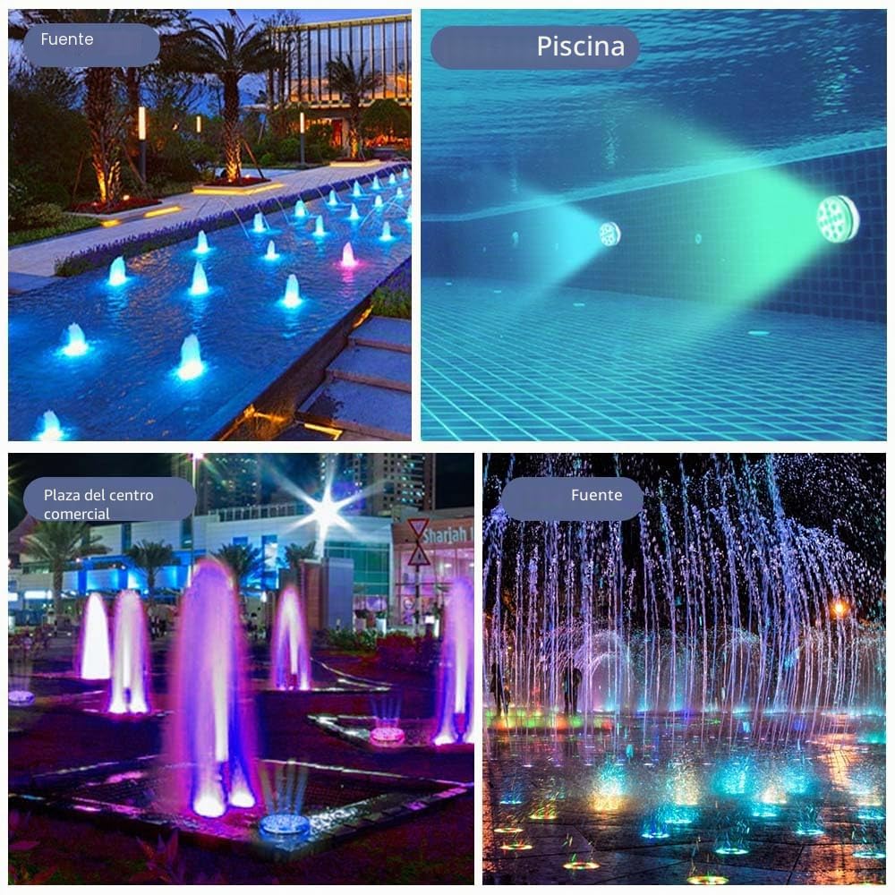 Luz LED subacuática, 4 unidades, iluminación RGB para piscina, estanque, acuario, resistente al agua, cambio de color, luces decorativas