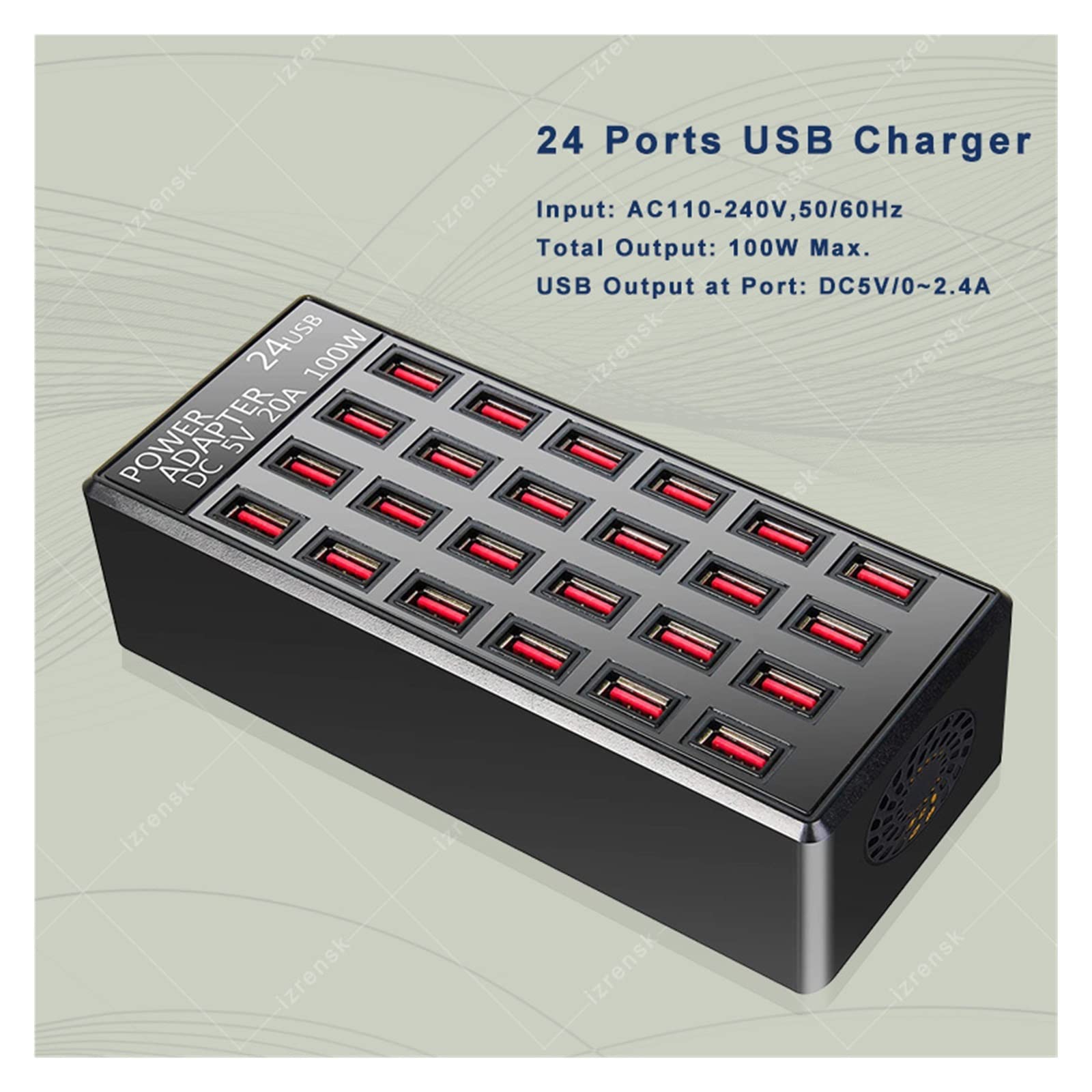 Stacja ładowania, Ładowarka USB 12 24 wieloportowa stacja ładująca 100 W Stacja dokująca Uniwersalny zasilacz ścienny na biurko(24 Port USB)