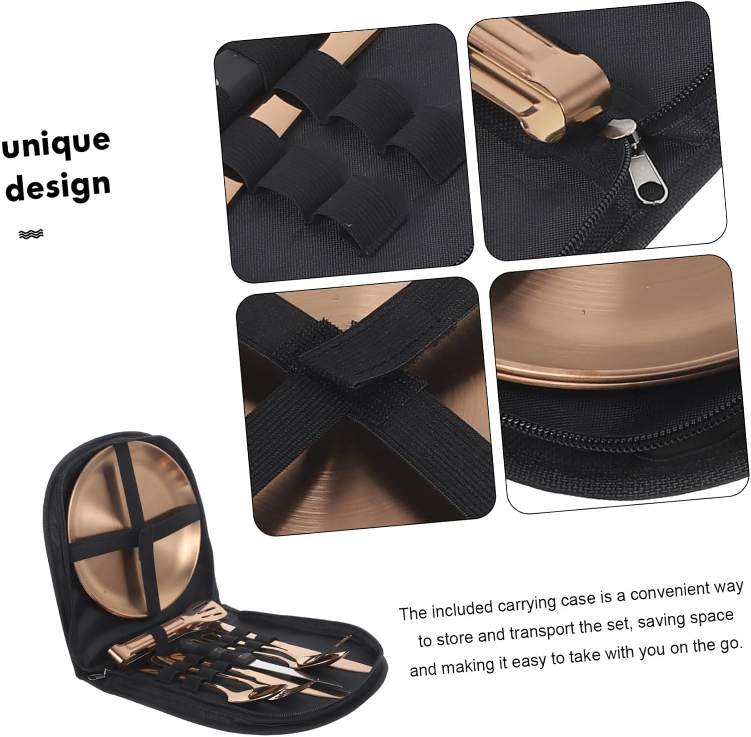 1Set Stainless Steel Camping Utensil Portable Travel Cutlery Kit with Case Ergonomic Design for Outdoor Picnic and Camping Activities Collection