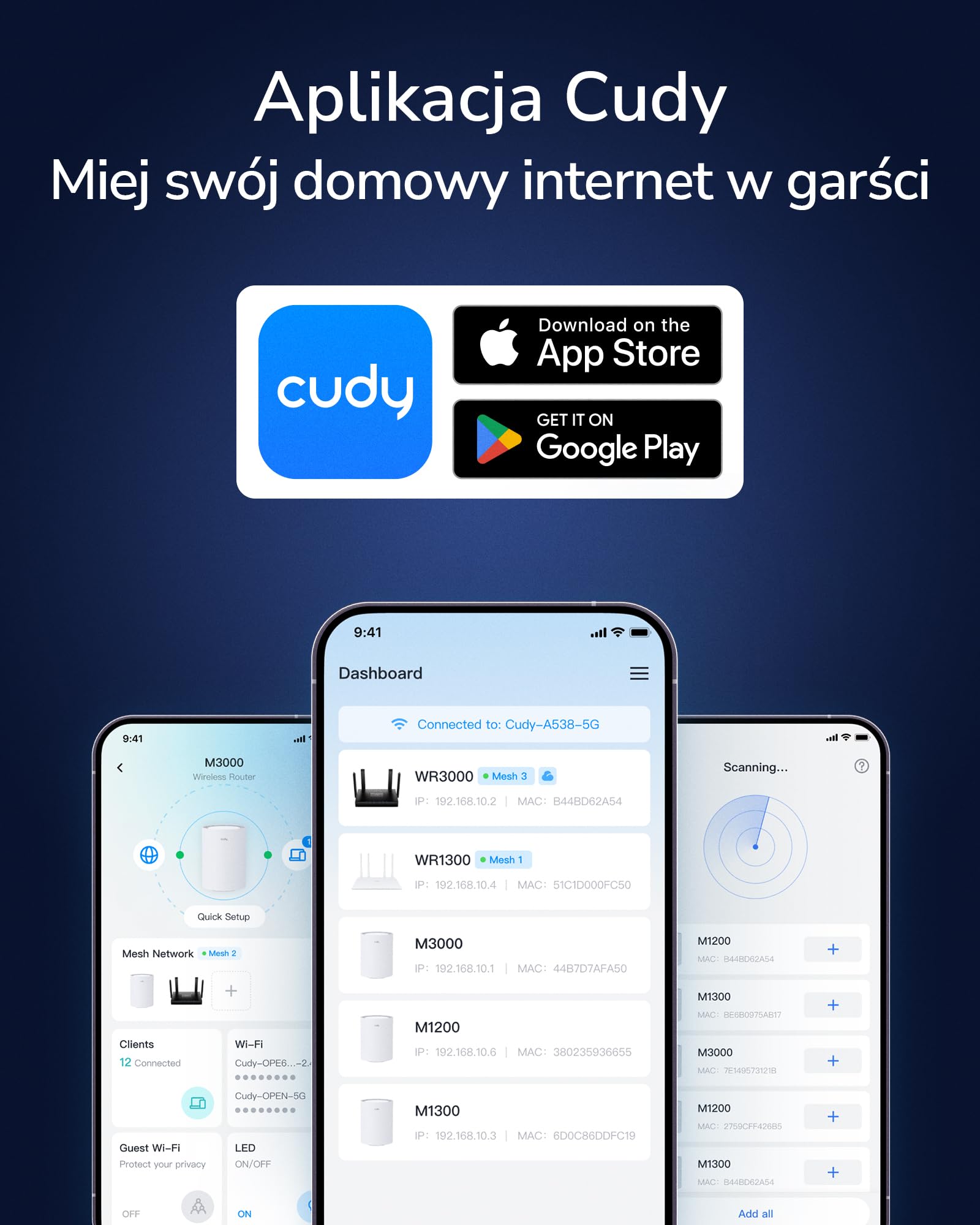 Cudy Router AX3000 WiFi 6 2,5G PoE USB VPN dwuzakresowy MU-MIMO WireGuard WR3000P