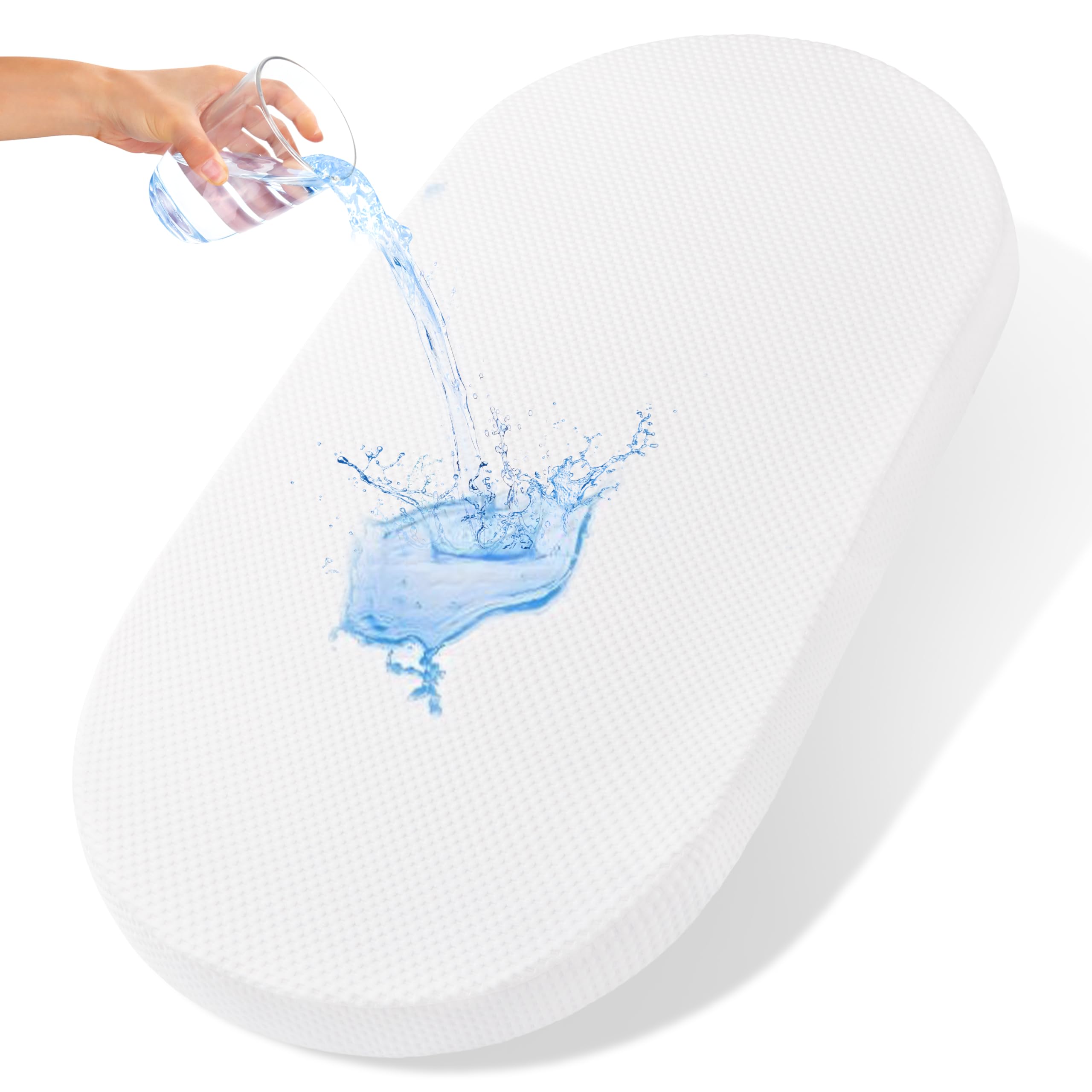 Pro Goleem Bassinet Mattress 32x16 Oval, Baby Waterproof Replacement Pad
