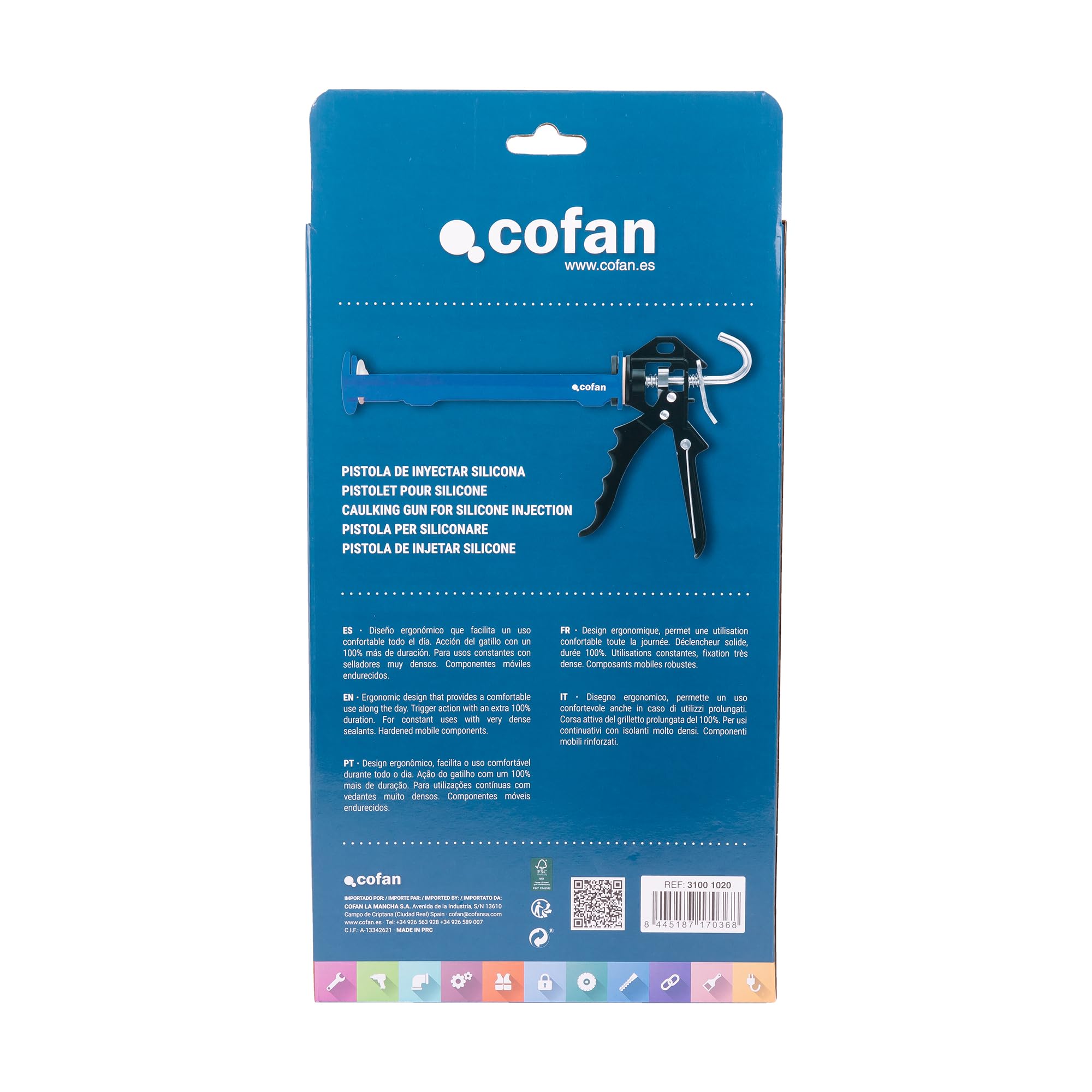 Cofan Profesjonalny pistolet silikonowy | Aluminiowy pistolet uszczelniający | Do wkładów 310 ml