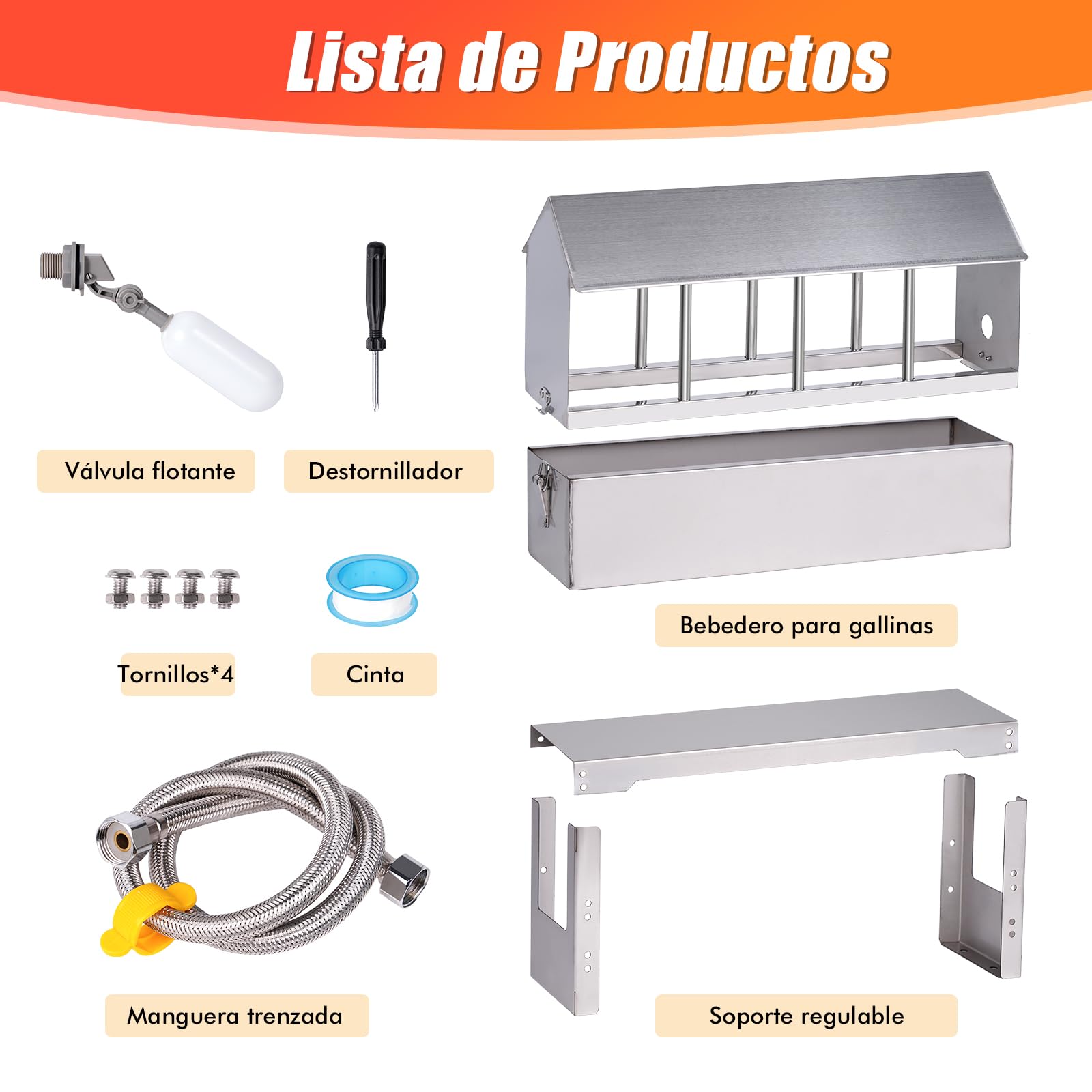 Bebedero para Palomas Bebedor AutomáTico De Acero Inoxidable con VáLvula De Flotador De 1/2 Pulgadas, Alimentador para Colas, Pollos Y Patos