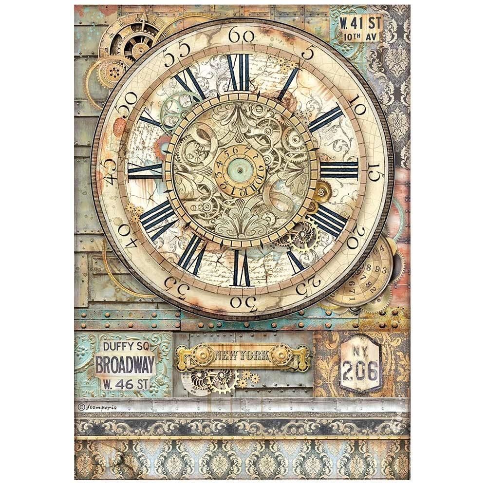 Stamperia Intl Stamperia-Rice Paper-Sir Vagabond-Aviator Clock, Polyester, White, OSFA