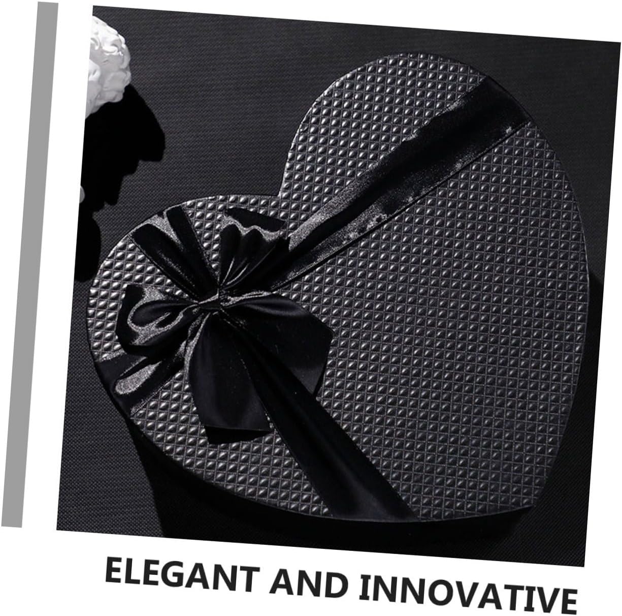 Ciieeo 2pcs Heart Shaped Decorative Boxes Large Black Cardboard Boxes with Lid for Valentine's Day Flowers Chocolates Candy Packaging