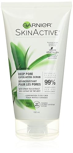Exfoliante facial, Garnier Skinactive, con té verde, para piel grasa, 5 fl. oz.