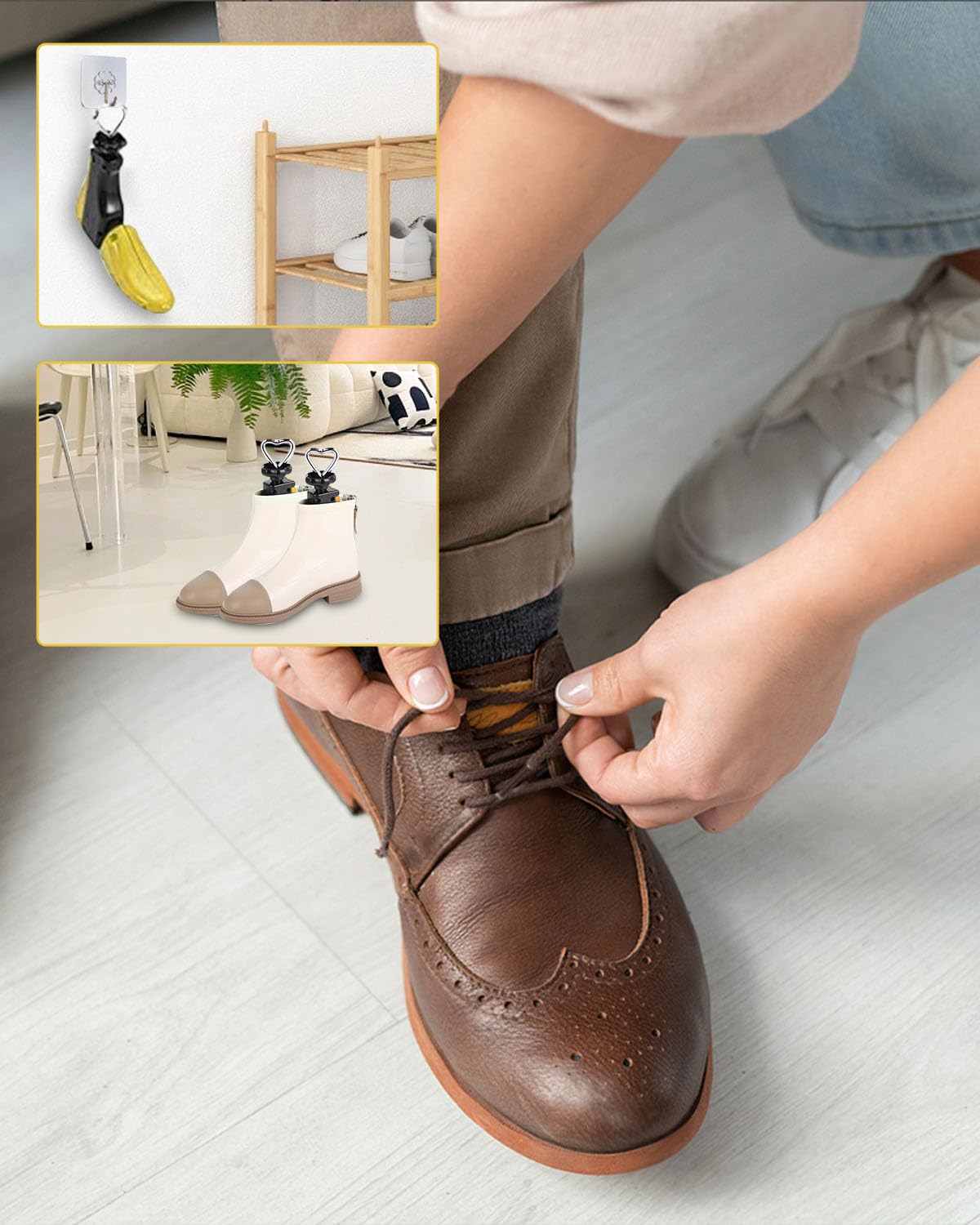 Hormas para Zapatos Plástico Ensanchador con Calzador Ajustable Longitud y Anchura (35-42)