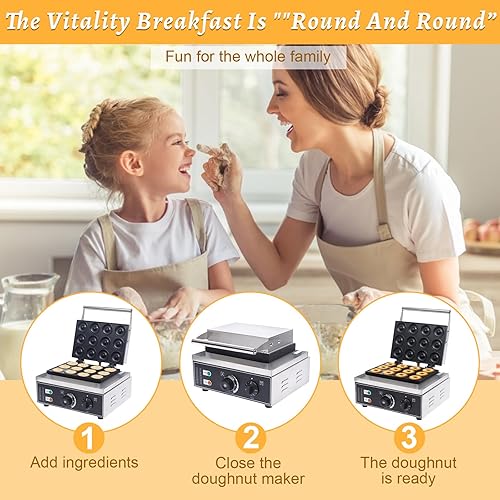 Miniatura 4 de Treliamd Máquina eléctrica de donas, máquina comercial para hacer panqueques, máquina para hacer panqueques, calefacción de doble cara, máquina