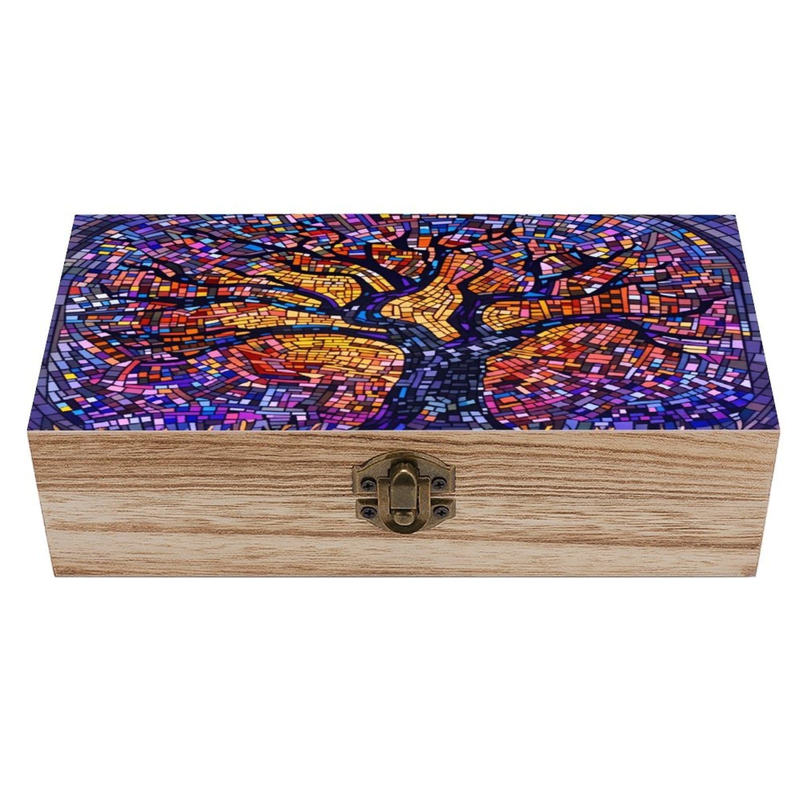 asbwuo Tree Scene Vintage Wooden Keepsake Box