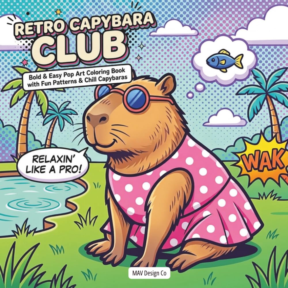 Retro Capybara Club: Bold & Easy Pop Art Coloring Book with Fun Patterns & Chill Capybaras (Capybara Pop Art Adventures)