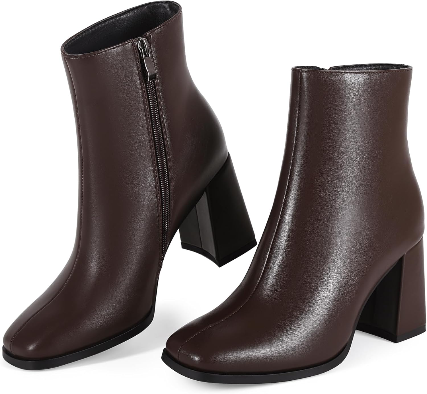 Womens Square Toe Ankle Boots Chunky Block Heel Short Boots for Women Mid Heel Dressy Booties Office Party Daily Wear - Image 8