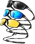 Polarized Sunglasses for Men, Sport Sun Glasses for Fishing Running UV Protection with Sunglasses Strap