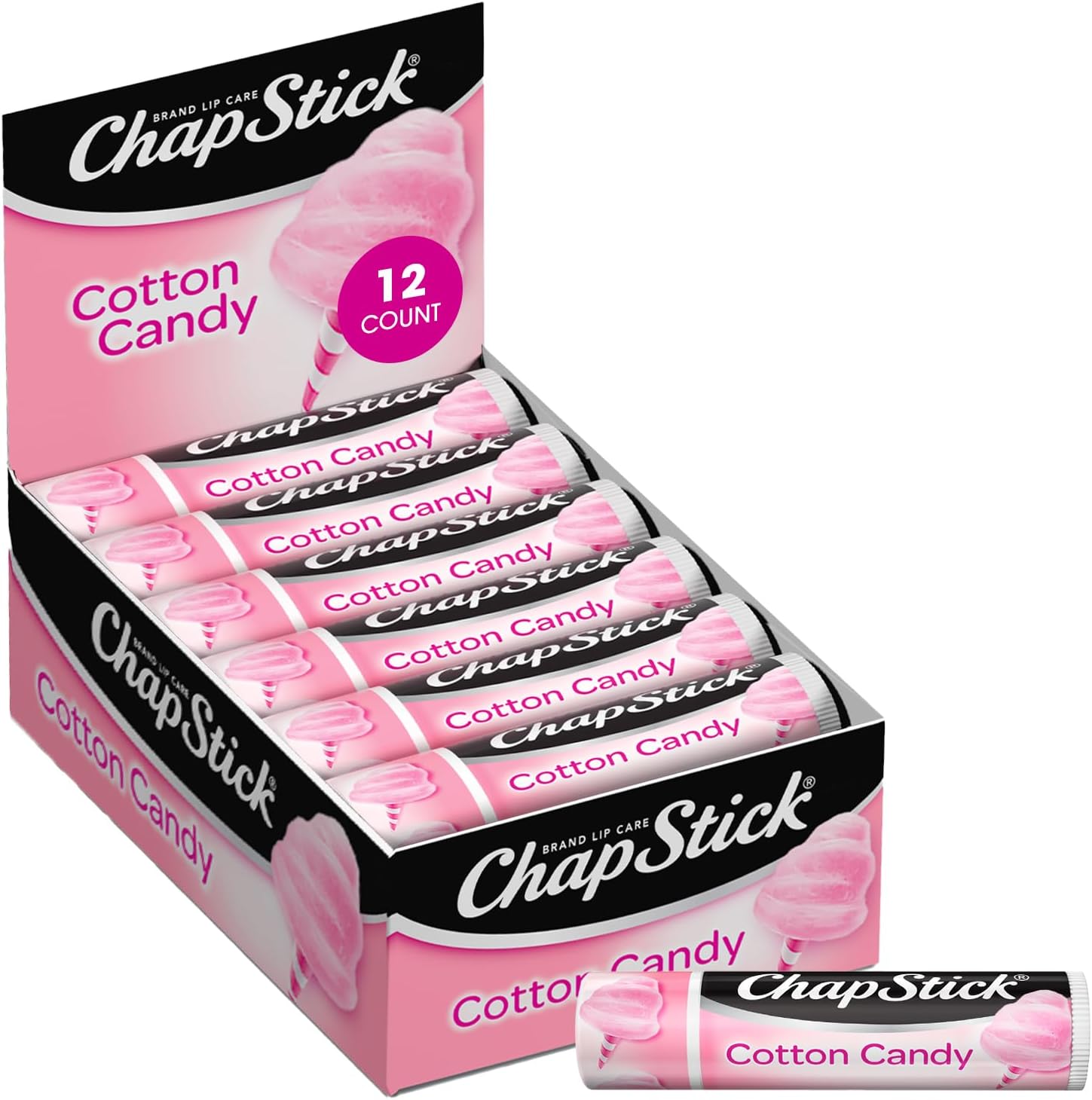 Lip Moisturizer, Cotton Candy, 12-Pack – Limited Edition Bulk Lip Balm, Fun & Yummy, 0.15 Oz Ea