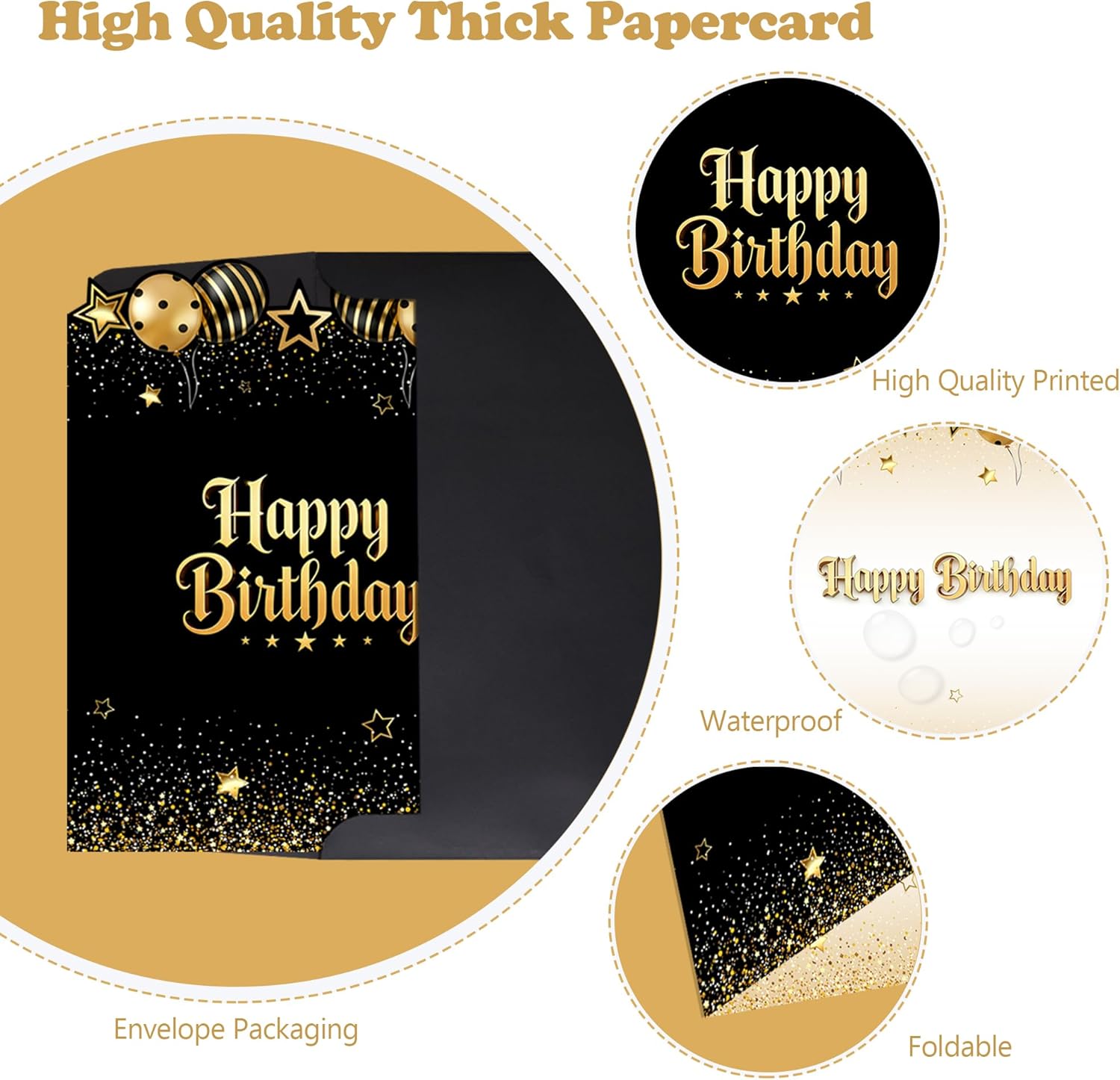 Jumbo Birthday Card with Envelope, 22 x 14 Inch Extra Large Birthday Greeting Card for Women Men, Giant Guest Book Happy Birthday Gifts Oversize Party Signs Decorations Supplies (Black) - Image 3