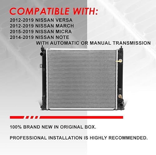 Miniatura 6 de DPI 13260 - Radiador de refrigeración de 1 fila estilo fábrica compatible con March Micra Note Versa ATMT 12-19, núcleo de aluminio