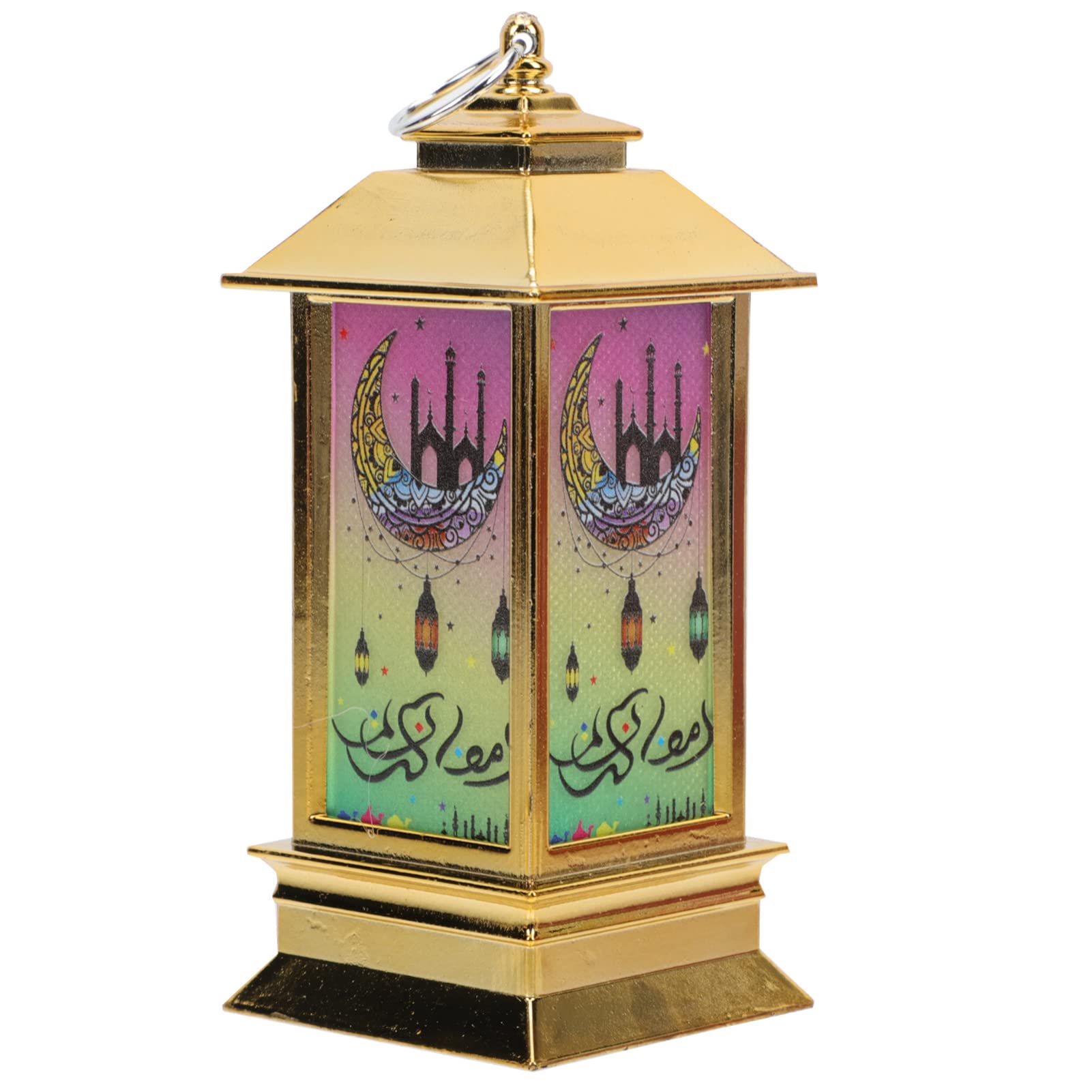 GenericEid Mubarak Candle Lantern LED Ramadan Lantern Lighted Snow Globe Lantern Water Lantern Eid Mubarak Table Centerpieces for Ramadan Decorations Gold