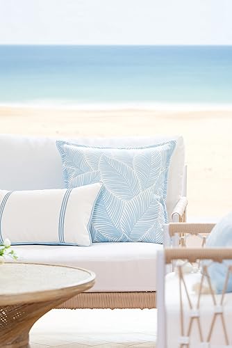 Miniatura 2 de Hofdeco Premium Coastal Hampton Style Funda de Almohada Lumbar para Patio Interior y Exterior Solamente, 12"x20" Resistente al Agua para Patio
