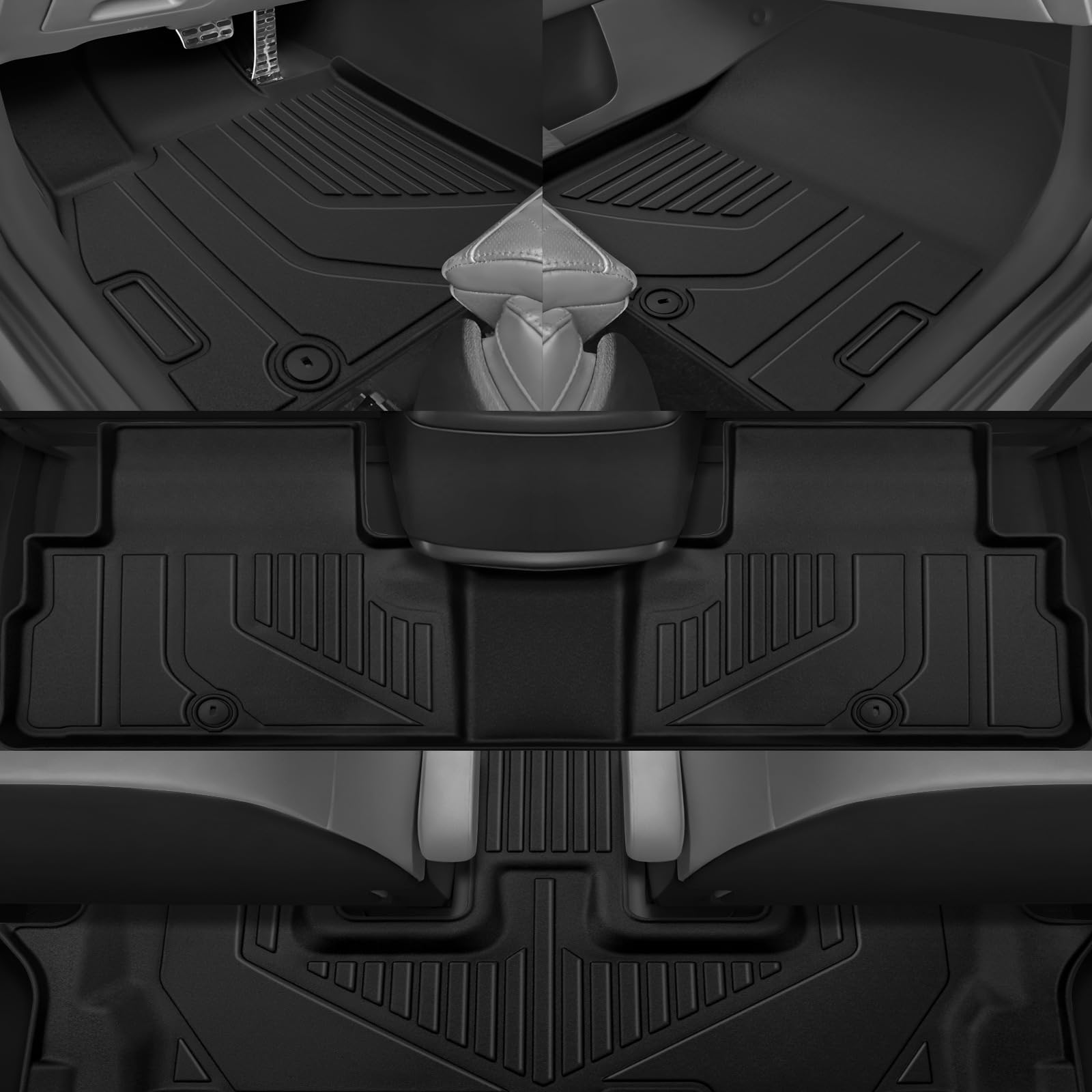 TSLDRV Floor Mats for Kia Telluride 7 Seat 2025-2020 Full Set All Weather Floor Mats for Kia Telluride — view 3