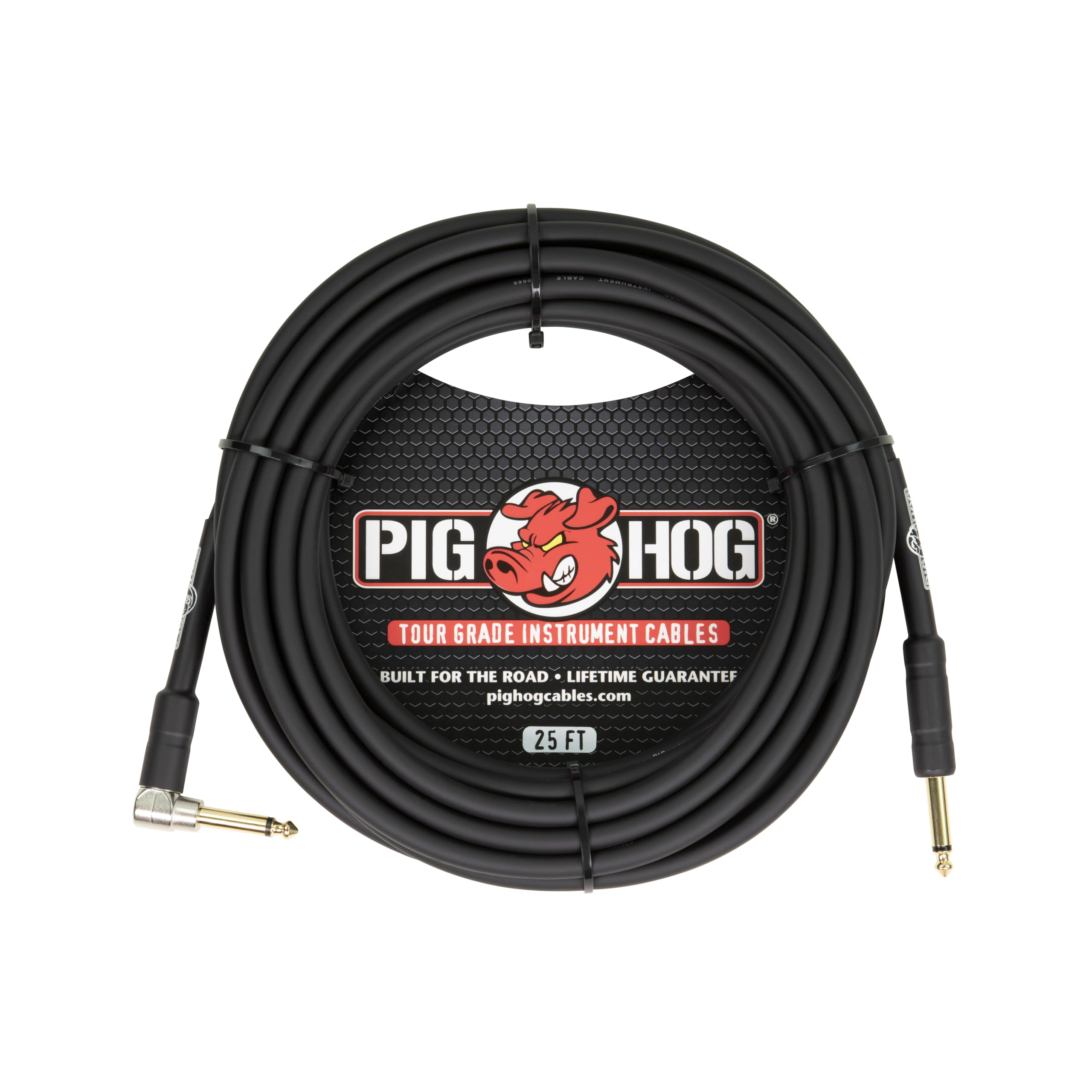 Pig Hog PH25R rechtwinkliges Instrumentenkabel, 7,6 m