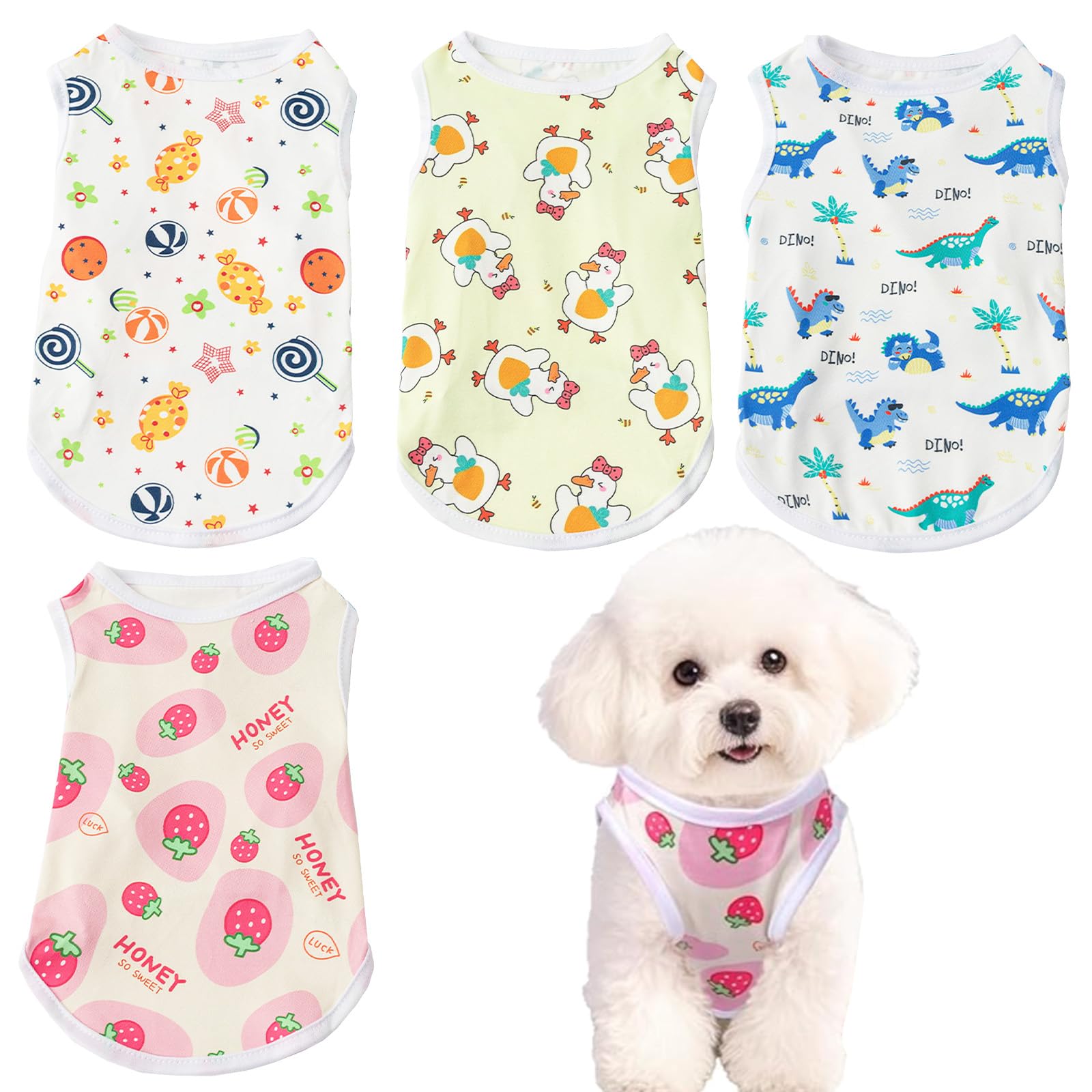 Chemises sans manches pour petit chien lot de 4 t-shirts anti-irritation