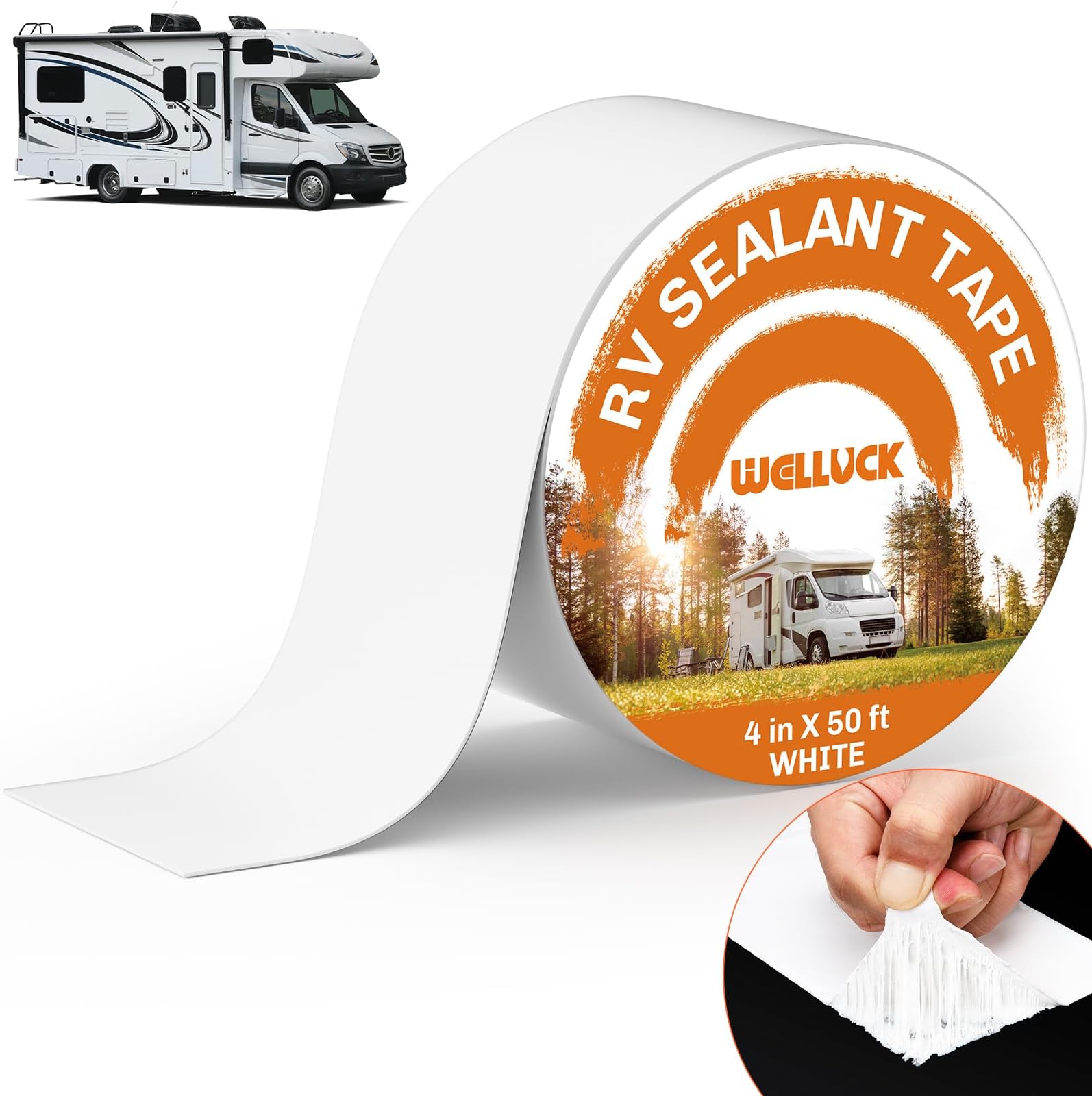 - WELLUCK RV Roof Tape Sealant Roofing Tape, 4 Inch X 50 Foot Natural White RV Tape for Roof Repair Camper Trailer Boat Sealing Leak Repair, UV & Waterproof