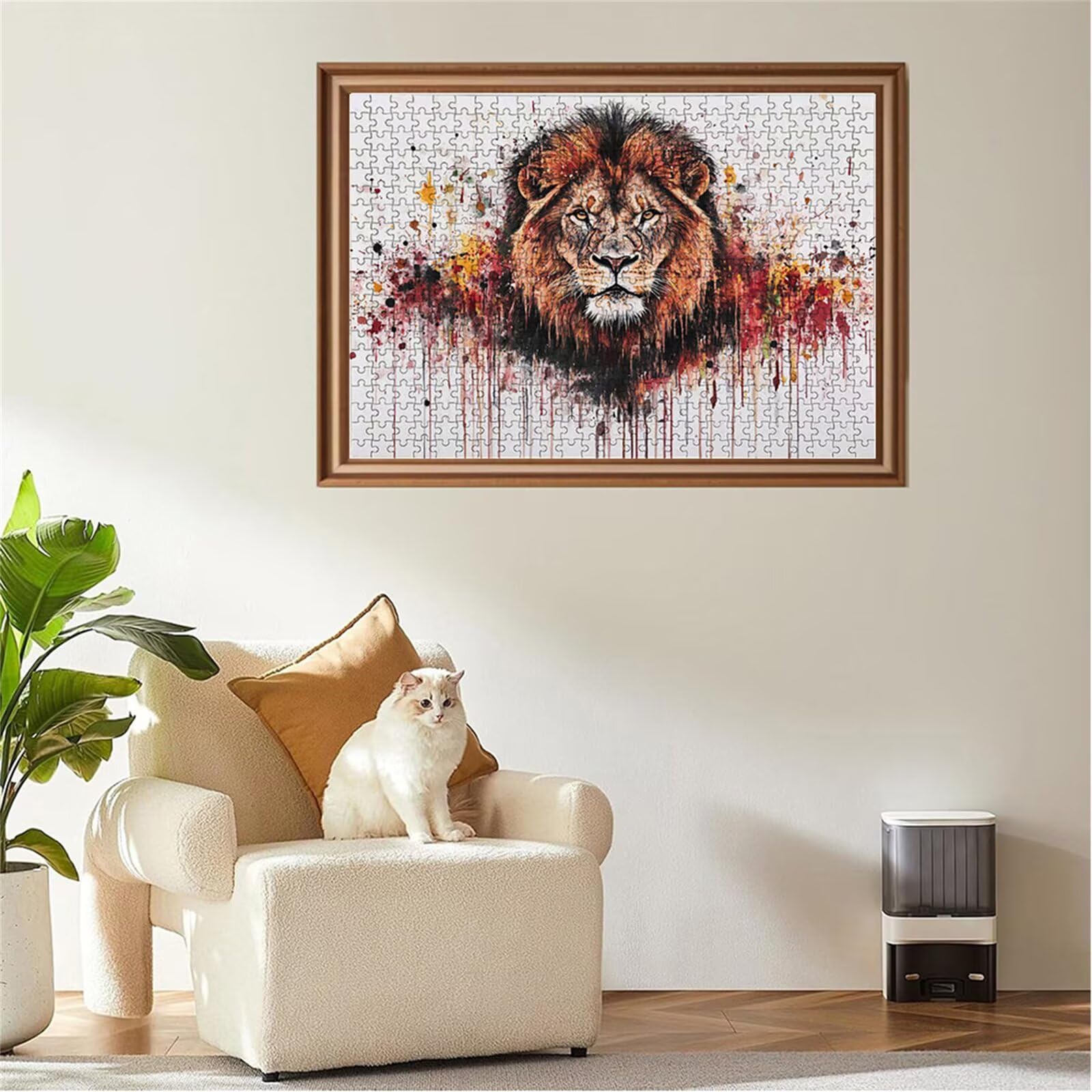 Puzzle León Puzzle 1500 Piezas Animal Rompecabezas Adultos Pieza de Madera Juguete Desafiante, Entretenimiento en Familia Rompecabezas, Gigante Imposible Jigsaw para Decoración del Hogar Regalo Y-6